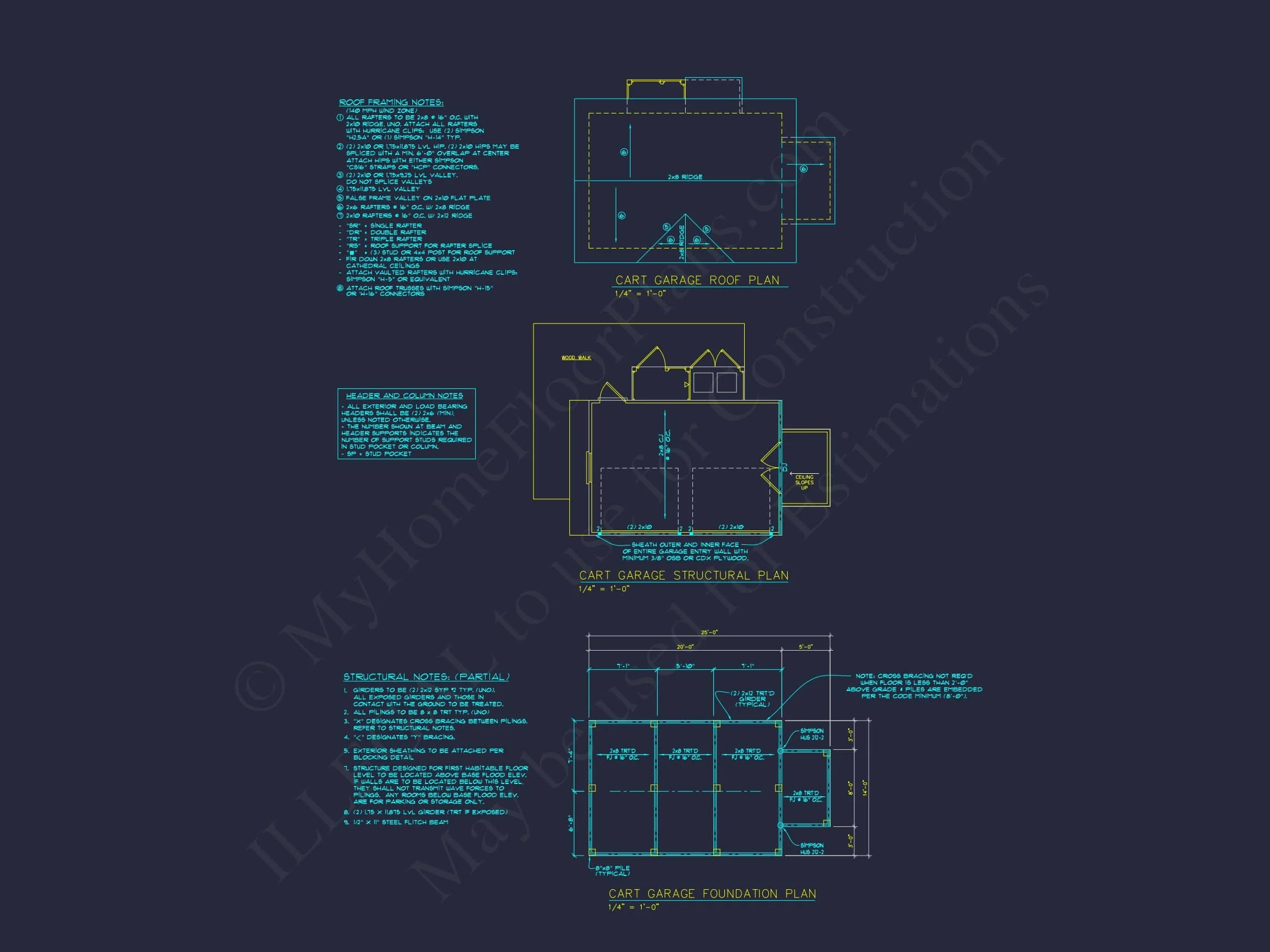 8-1962 GOLF CART PLAN - Compact 2-Bay Golf Cart Garage Blueprint with CAD Design 6 Compact 2-Bay Golf Cart Garage Blueprint with CAD Design