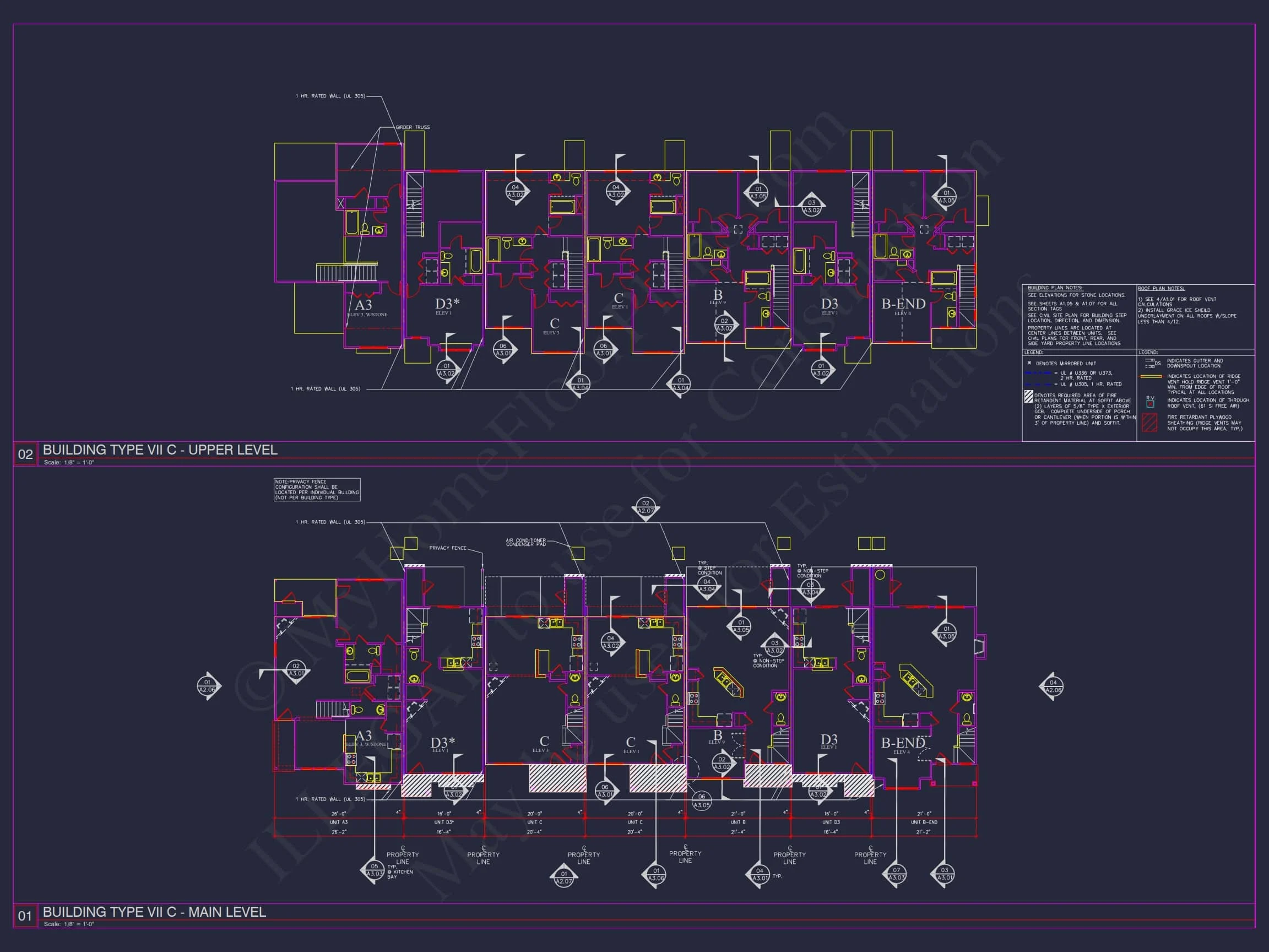 8-APARTMENT PLAN-Traditional Townhouse Plan - 3-Bed, 2.5-Bath, 1,750 SF 80 8-Unit Modern Craftsman Townhome Plan with Covered Porches & Bonus Rooms