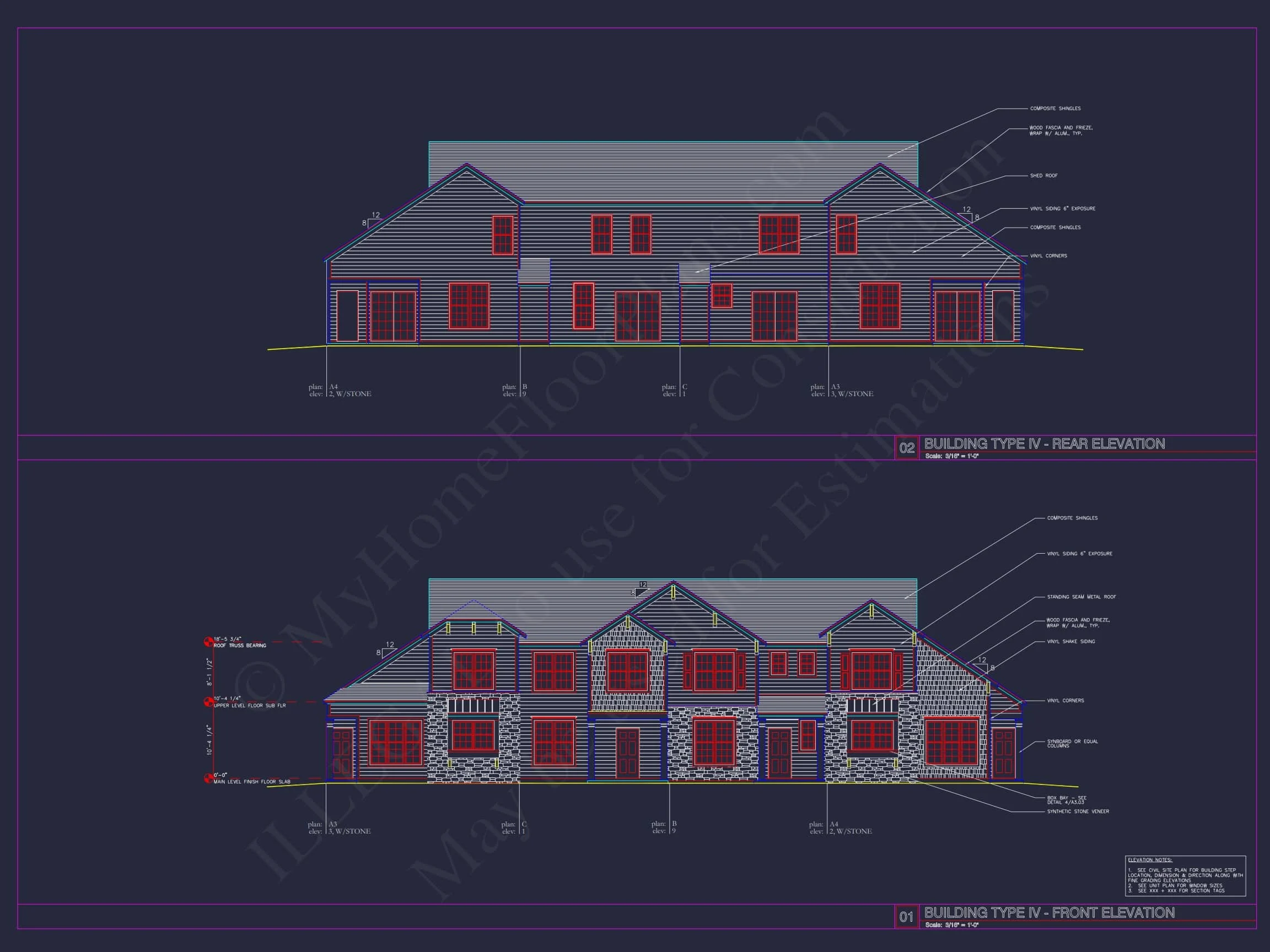 8-APARTMENT PLAN-Traditional Townhouse Plan - 3-Bed, 2.5-Bath, 1,750 SF 73 8-Unit Modern Craftsman Townhome Plan with Covered Porches & Bonus Rooms
