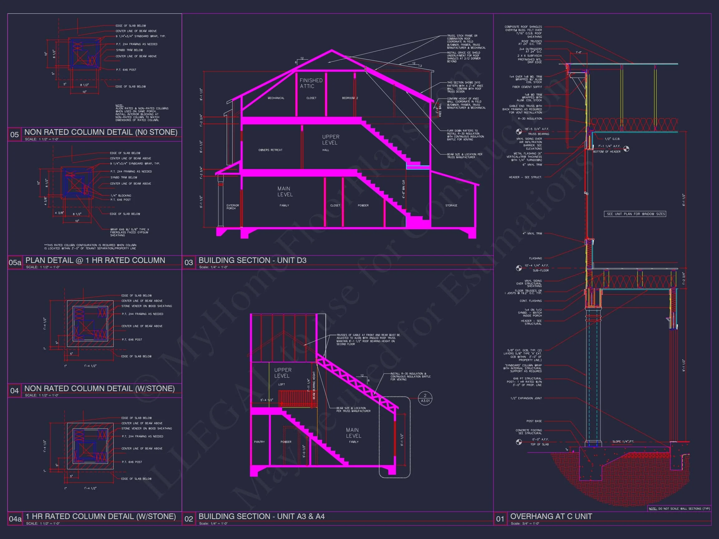 8-APARTMENT PLAN-Traditional Townhouse Plan - 3-Bed, 2.5-Bath, 1,750 SF 16 8-Unit Modern Craftsman Townhome Plan with Covered Porches & Bonus Rooms