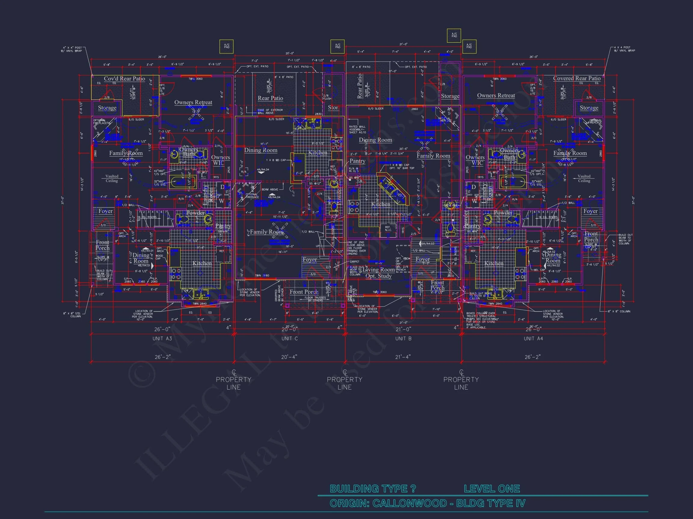8-APARTMENT PLAN-Traditional Townhouse Plan - 3-Bed, 2.5-Bath, 1,750 SF 48 8-Unit Modern Craftsman Townhome Plan with Covered Porches & Bonus Rooms