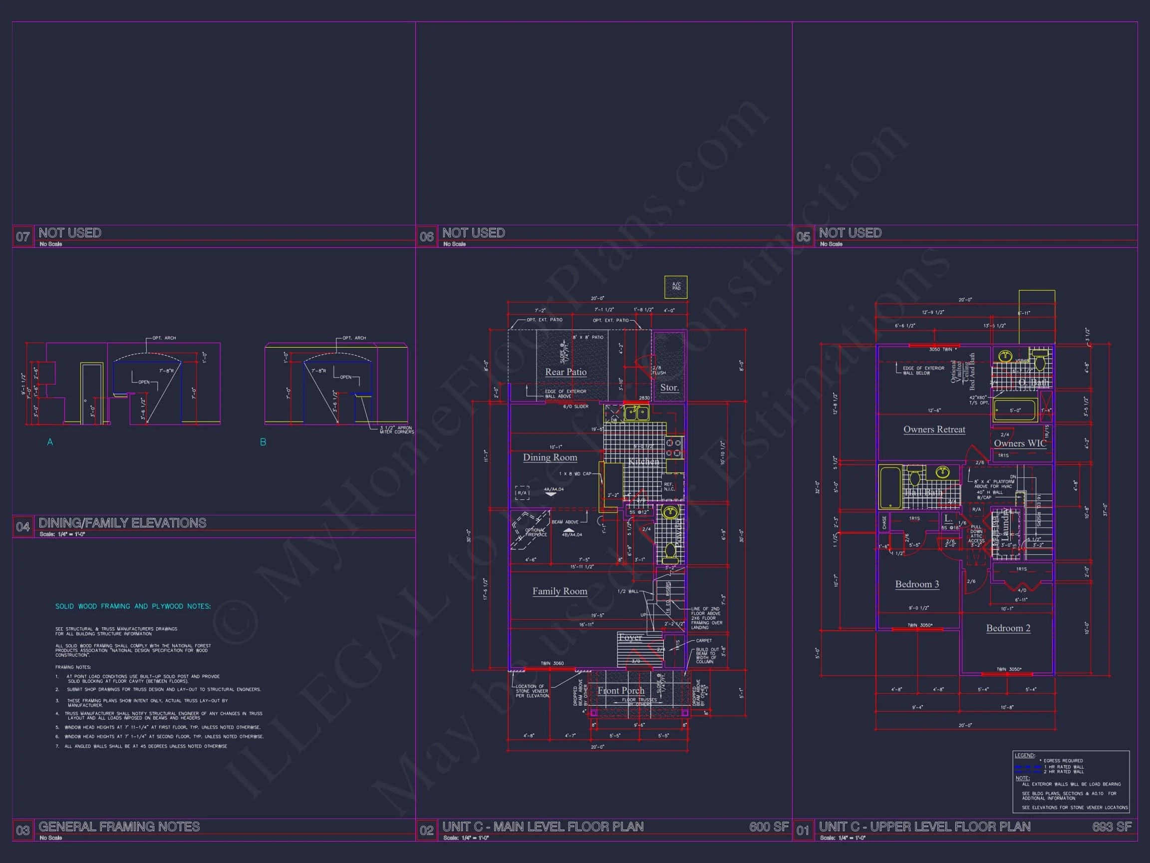 8-APARTMENT PLAN-Traditional Townhouse Plan - 3-Bed, 2.5-Bath, 1,750 SF 53 8-Unit Modern Craftsman Townhome Plan with Covered Porches & Bonus Rooms