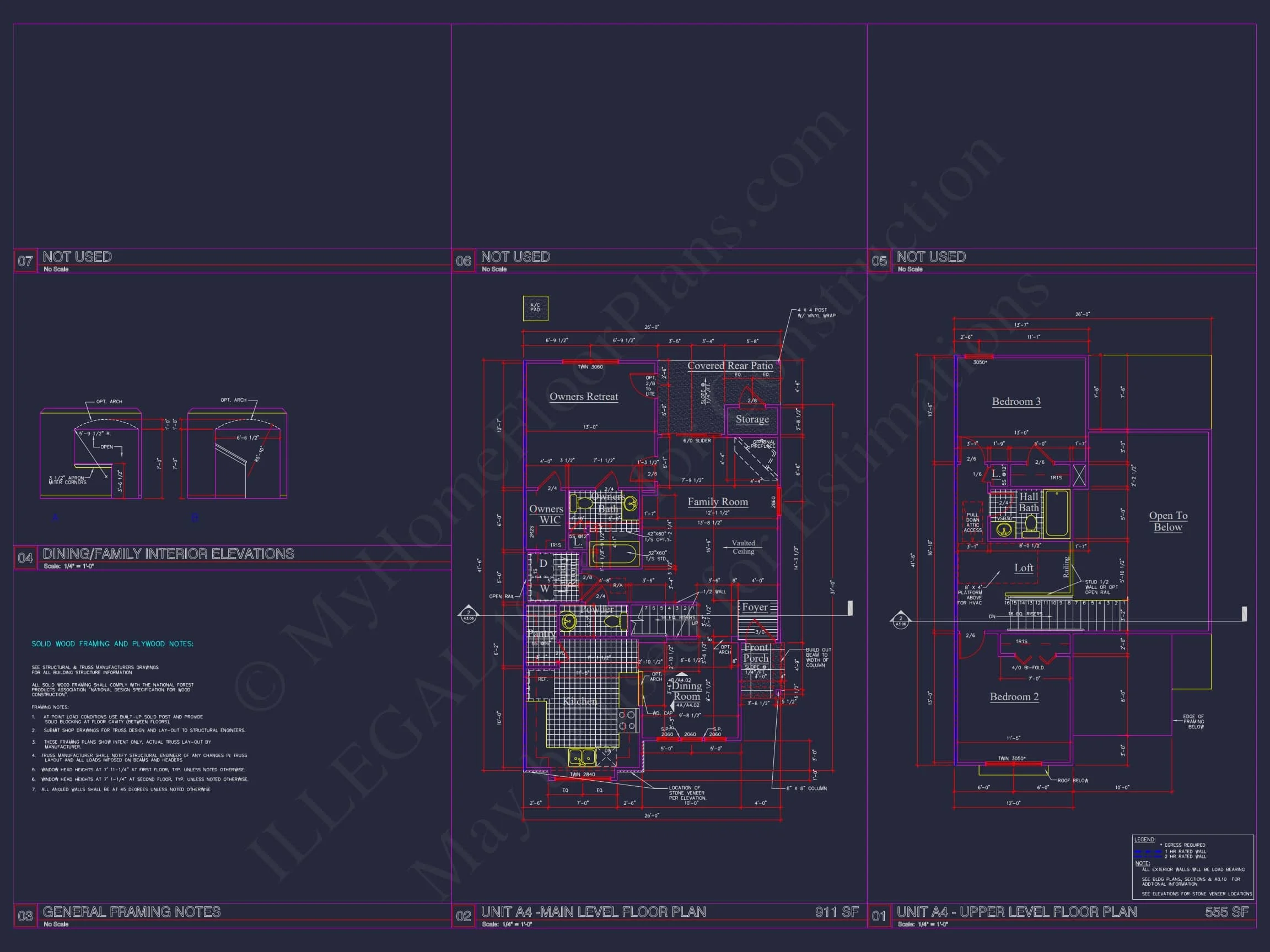 8-APARTMENT PLAN-Traditional Townhouse Plan - 3-Bed, 2.5-Bath, 1,750 SF 55 8-Unit Modern Craftsman Townhome Plan with Covered Porches & Bonus Rooms
