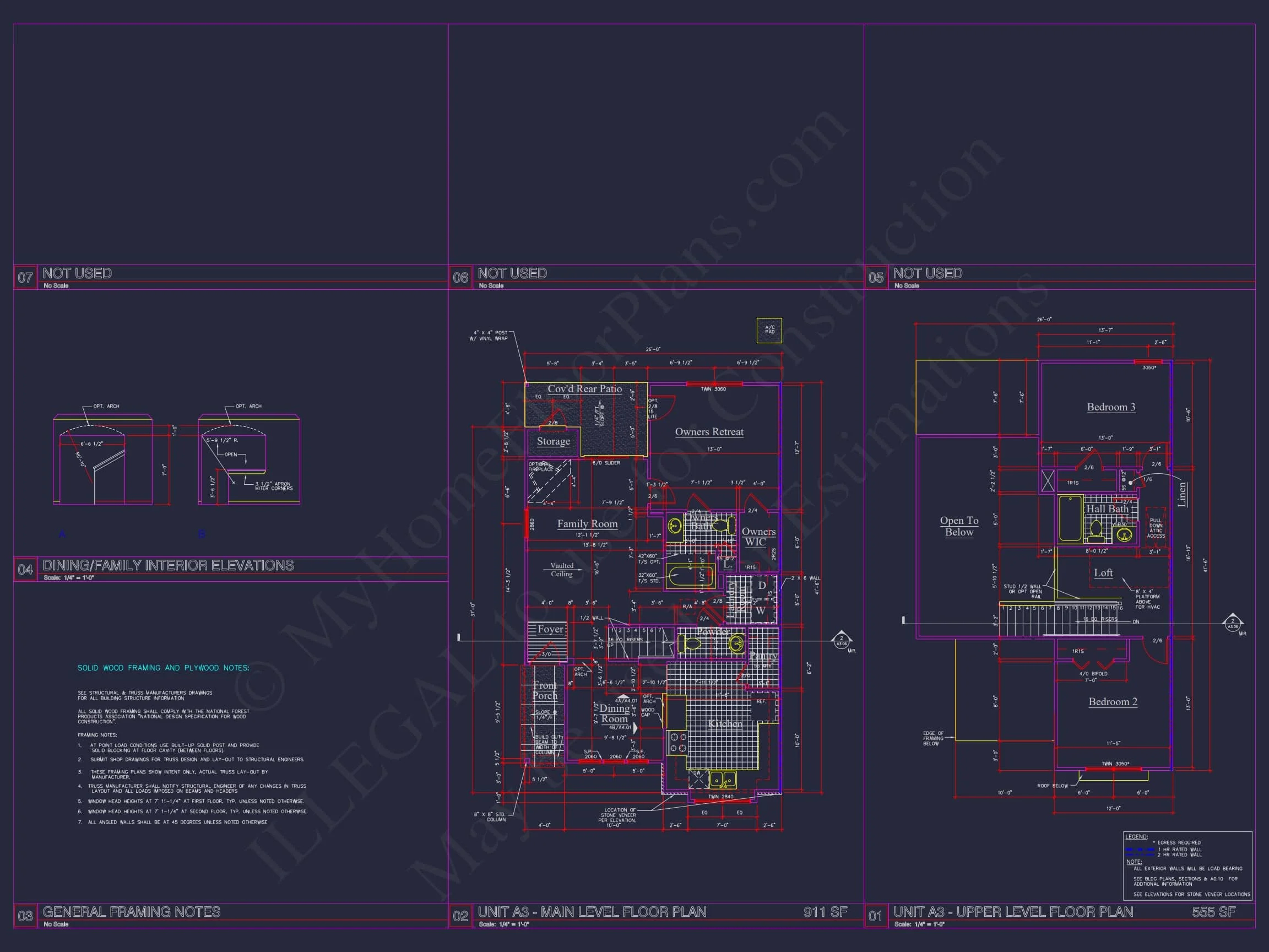 8-APARTMENT PLAN-Traditional Townhouse Plan - 3-Bed, 2.5-Bath, 1,750 SF 56 8-Unit Modern Craftsman Townhome Plan with Covered Porches & Bonus Rooms