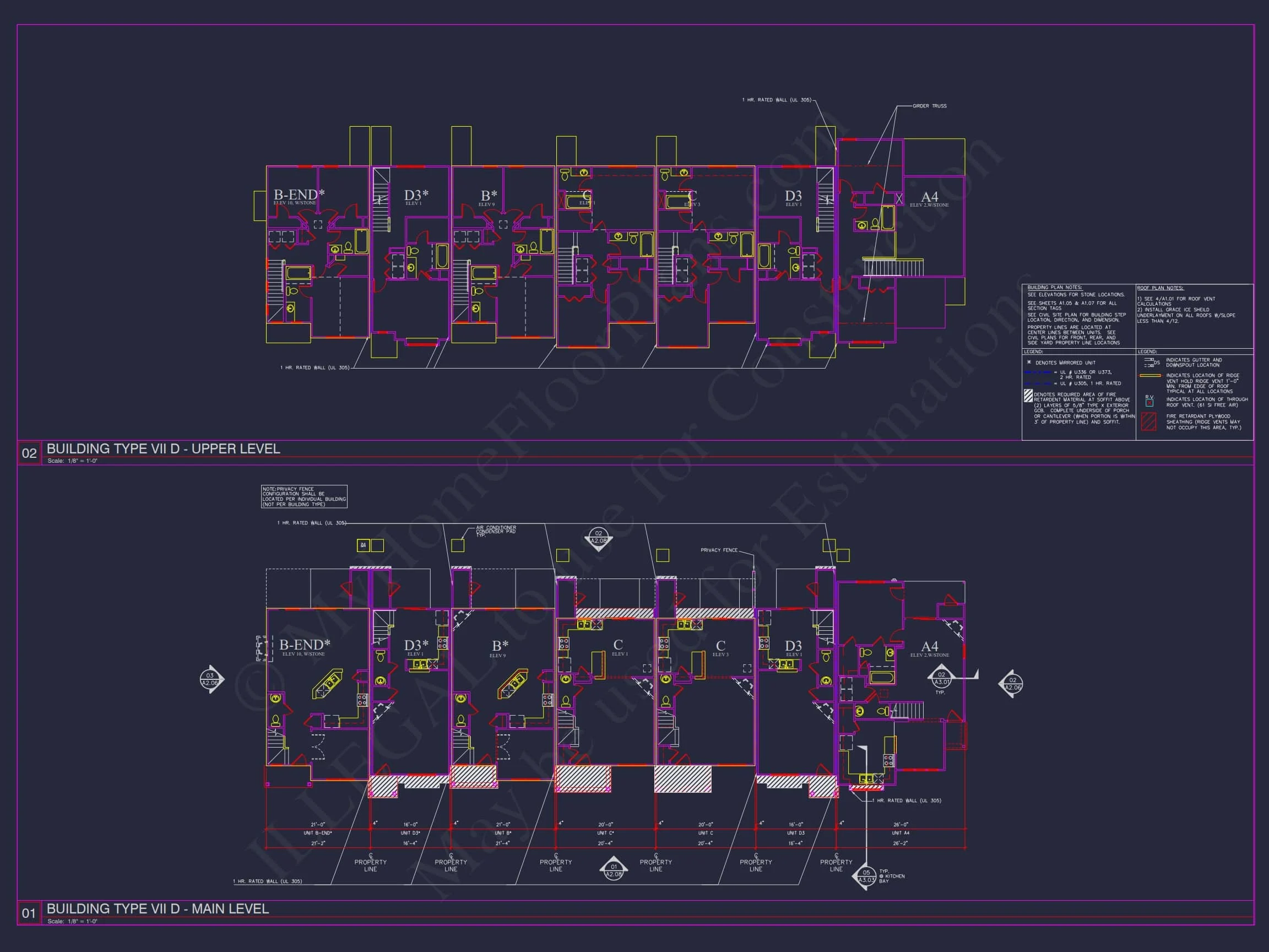 8-APARTMENT PLAN-Traditional Townhouse Plan - 3-Bed, 2.5-Bath, 1,750 SF 57 8-Unit Modern Craftsman Townhome Plan with Covered Porches & Bonus Rooms