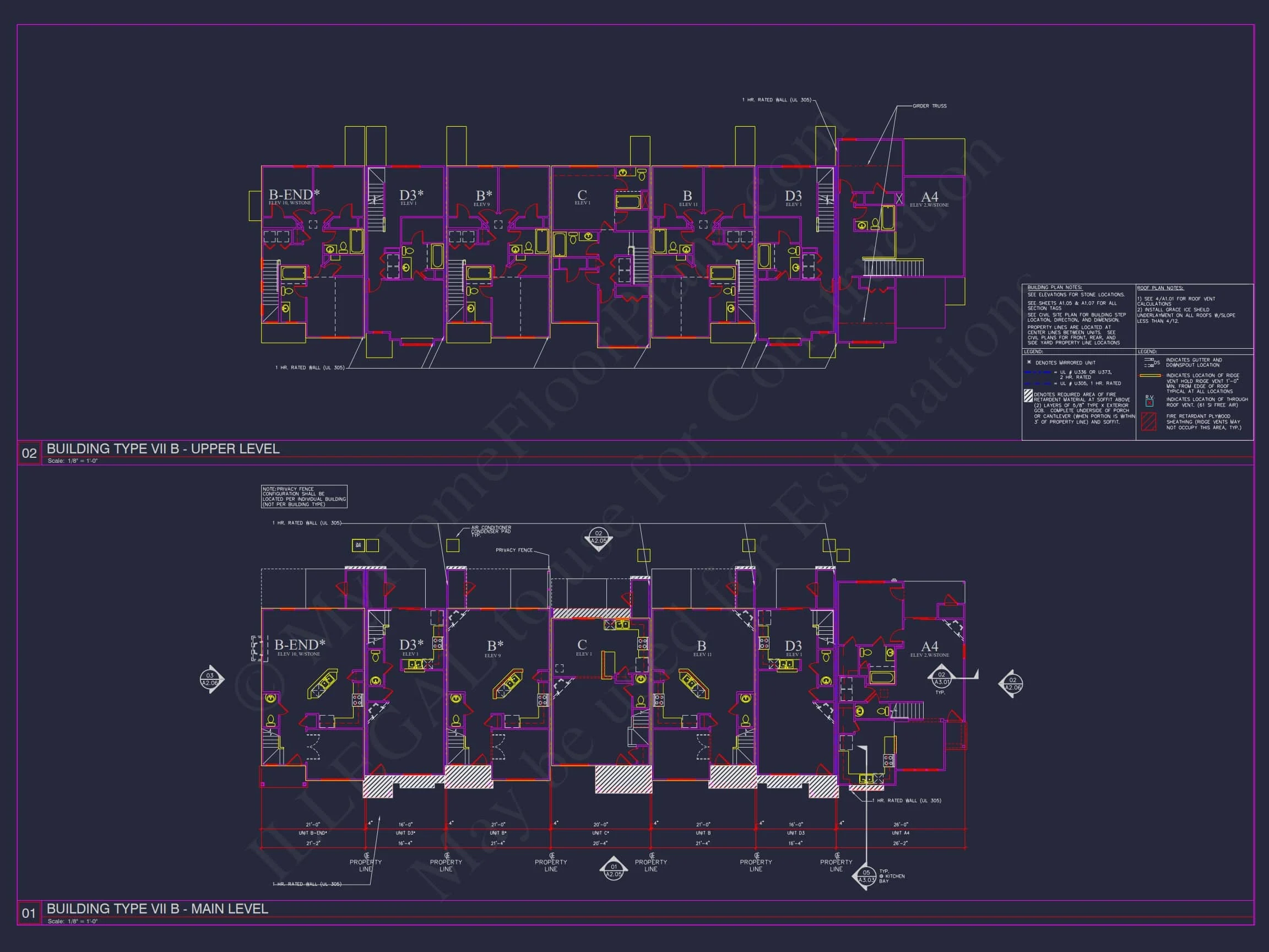 8-APARTMENT PLAN-Traditional Townhouse Plan - 3-Bed, 2.5-Bath, 1,750 SF 60 8-Unit Modern Craftsman Townhome Plan with Covered Porches & Bonus Rooms