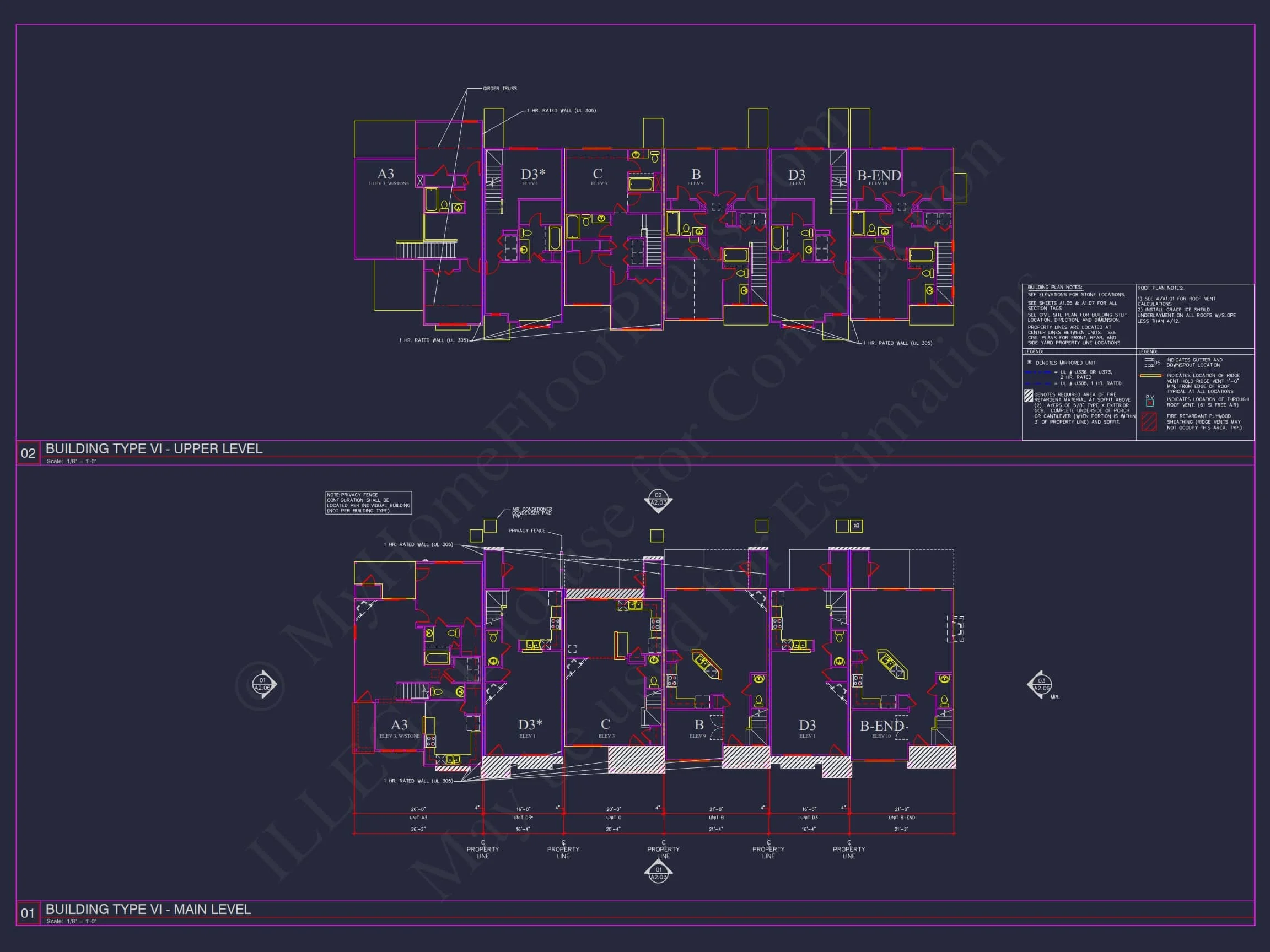 8-APARTMENT PLAN-Traditional Townhouse Plan - 3-Bed, 2.5-Bath, 1,750 SF 64 8-Unit Modern Craftsman Townhome Plan with Covered Porches & Bonus Rooms