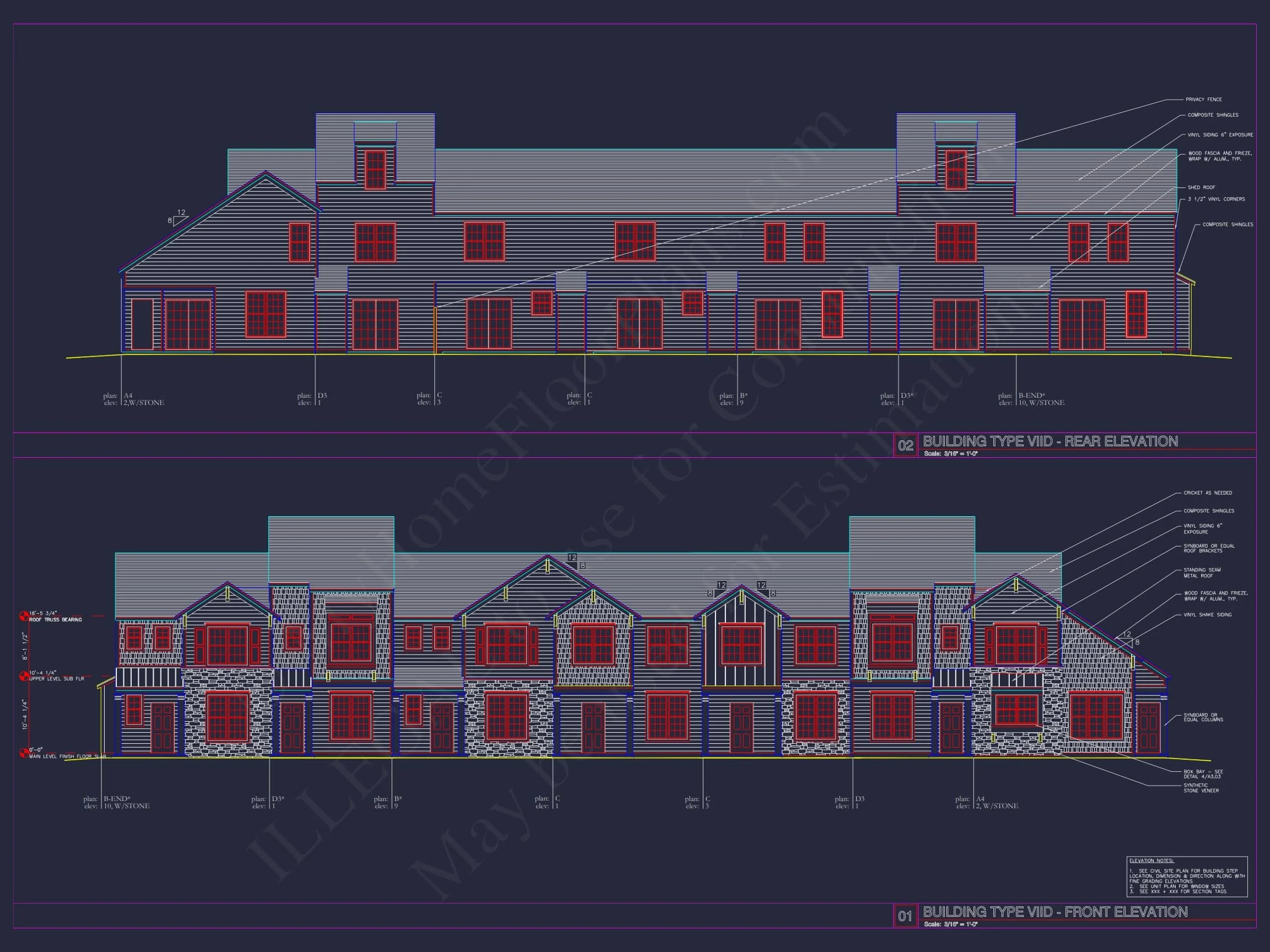 8-APARTMENT PLAN-Traditional Townhouse Plan - 3-Bed, 2.5-Bath, 1,750 SF 67 8-Unit Modern Craftsman Townhome Plan with Covered Porches & Bonus Rooms