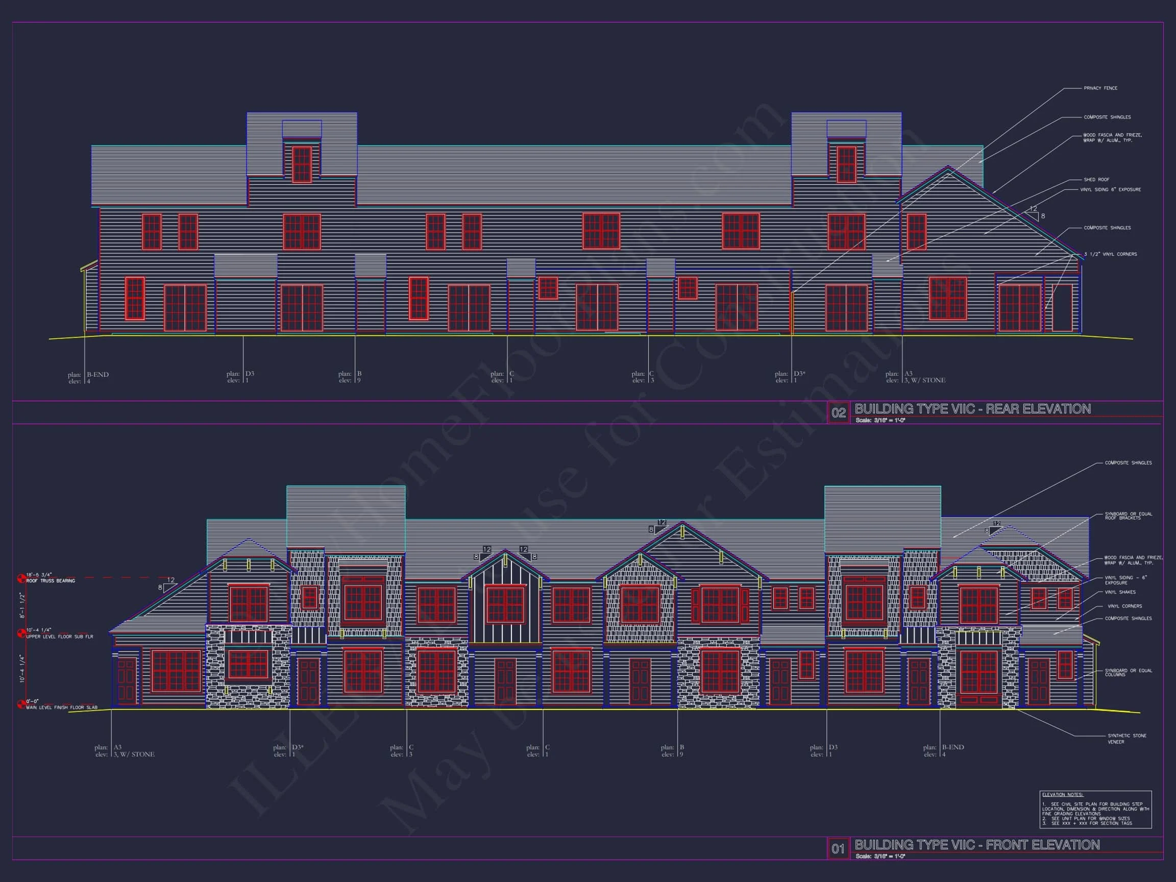 8-APARTMENT PLAN-Traditional Townhouse Plan - 3-Bed, 2.5-Bath, 1,750 SF 68 8-Unit Modern Craftsman Townhome Plan with Covered Porches & Bonus Rooms
