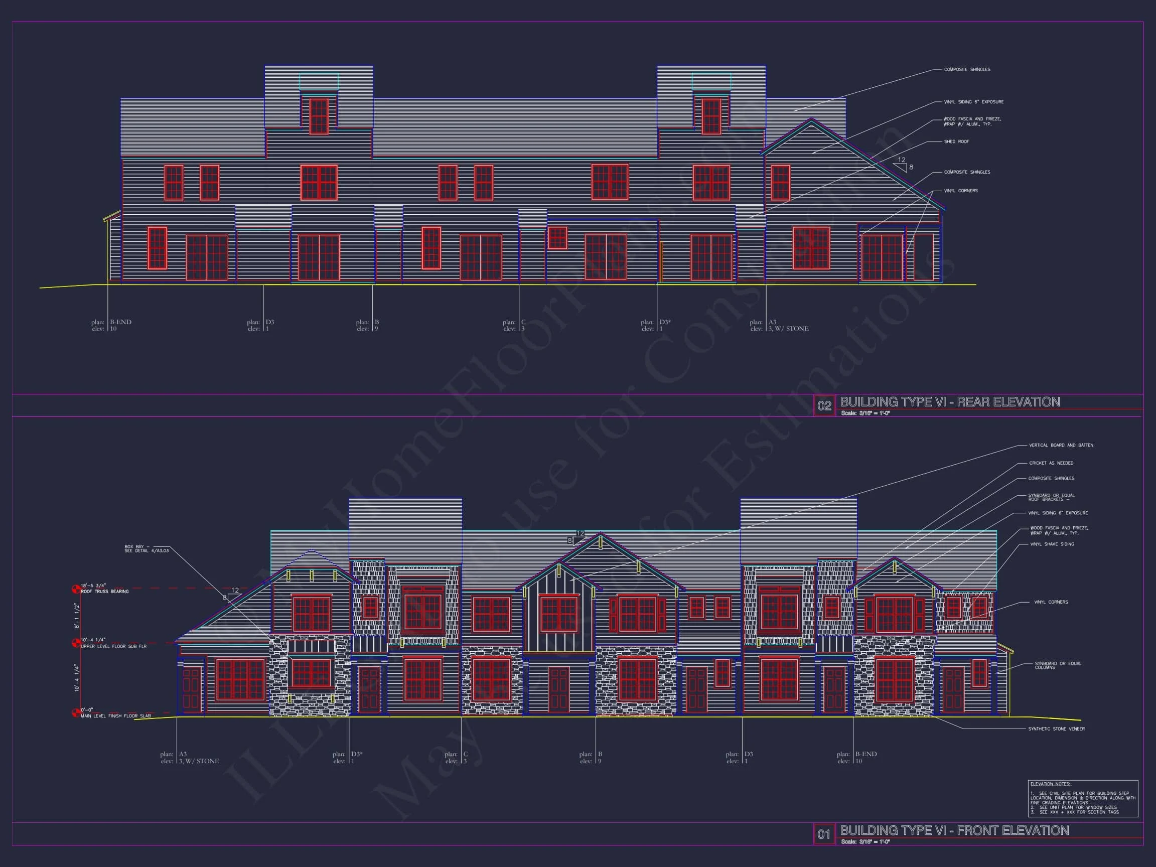 8-APARTMENT PLAN-Traditional Townhouse Plan - 3-Bed, 2.5-Bath, 1,750 SF 69 8-Unit Modern Craftsman Townhome Plan with Covered Porches & Bonus Rooms