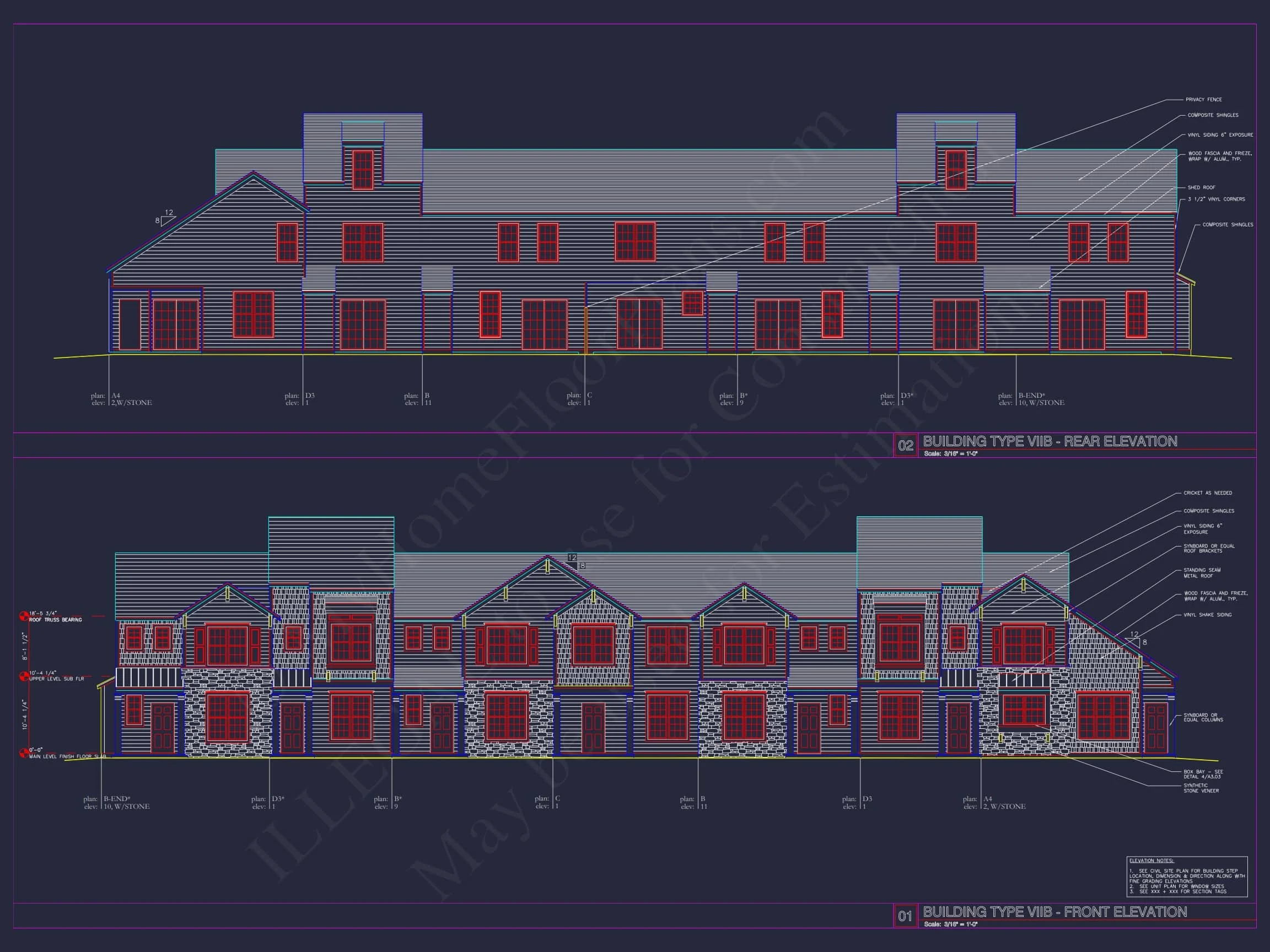 8-APARTMENT PLAN-Traditional Townhouse Plan - 3-Bed, 2.5-Bath, 1,750 SF 70 8-Unit Modern Craftsman Townhome Plan with Covered Porches & Bonus Rooms