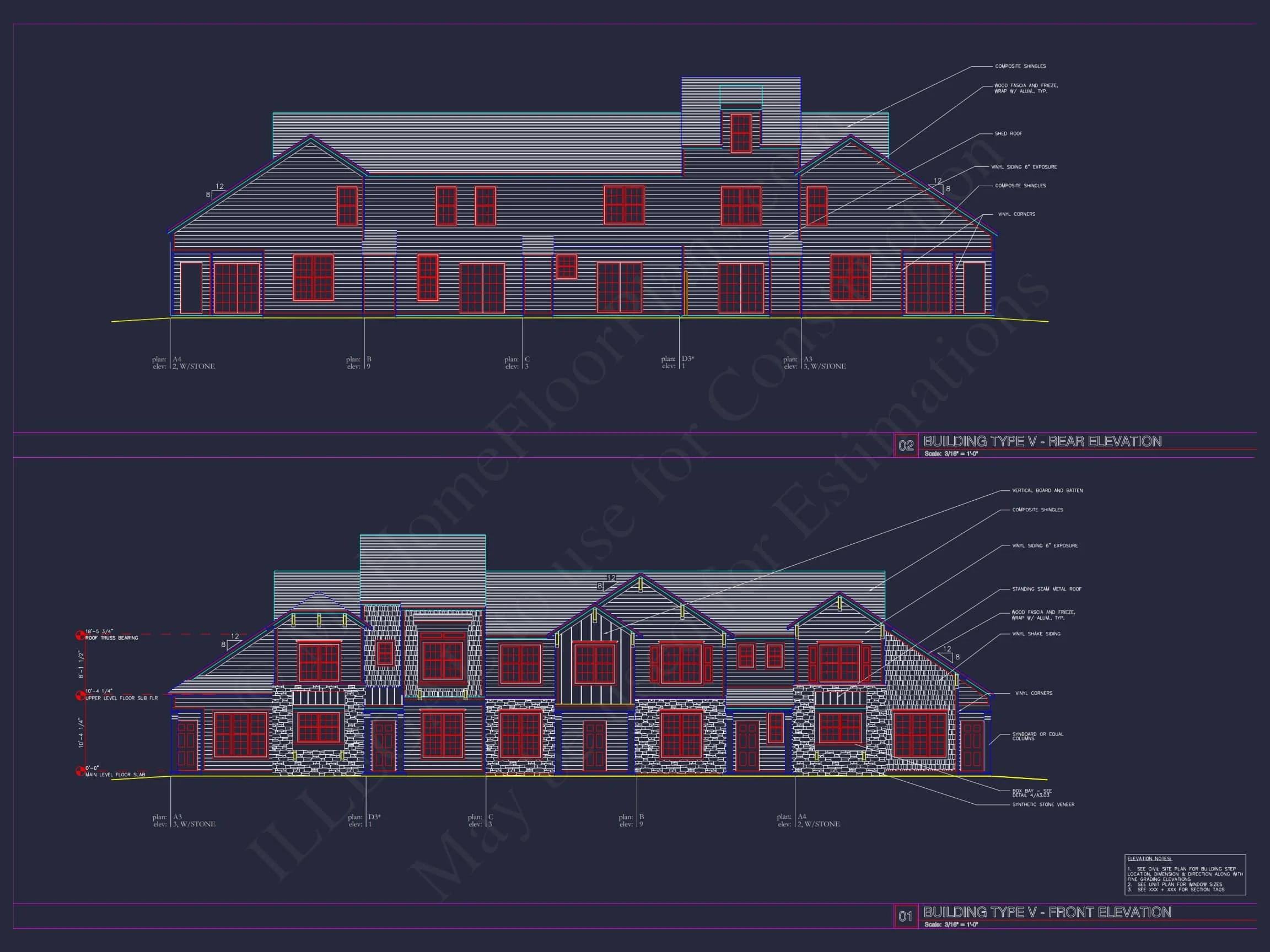 8-APARTMENT PLAN-Traditional Townhouse Plan - 3-Bed, 2.5-Bath, 1,750 SF 72 8-Unit Modern Craftsman Townhome Plan with Covered Porches & Bonus Rooms