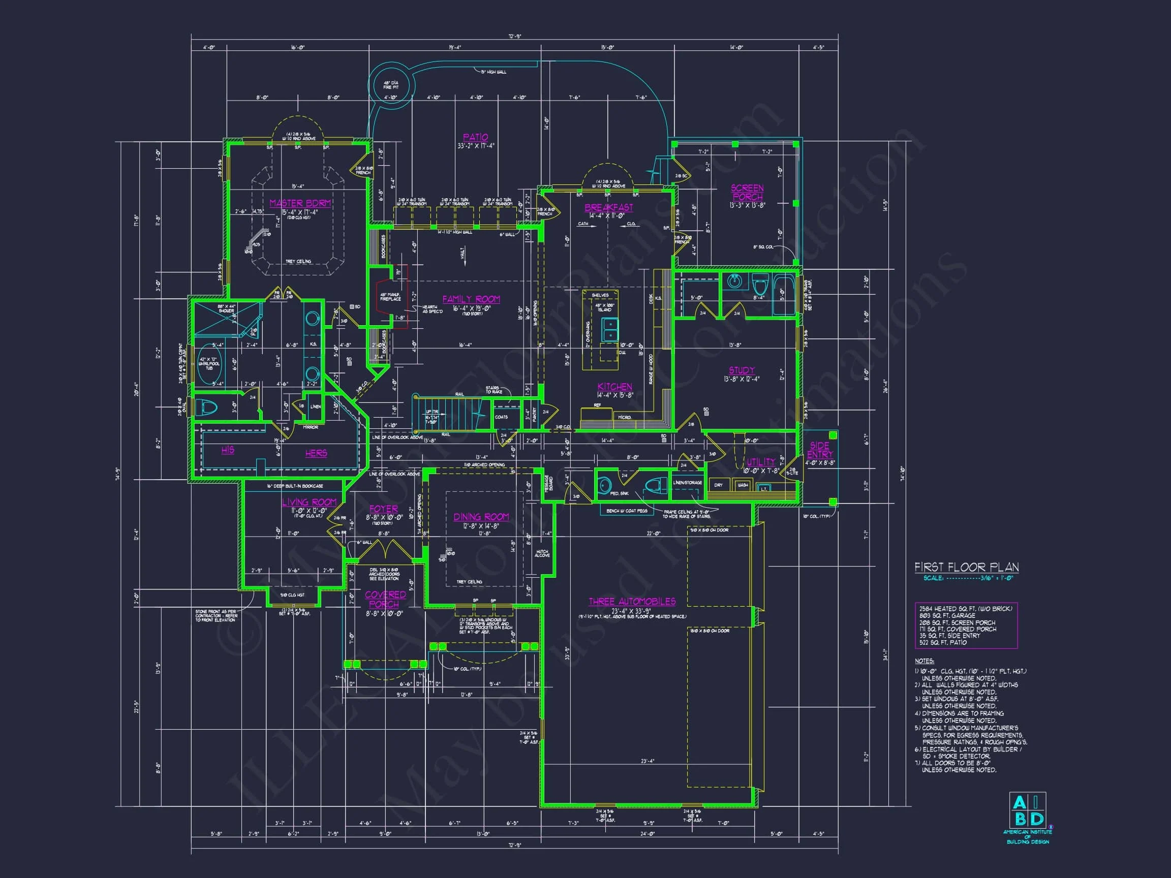 9-1829 HOUSE PLAN - Traditional 5-Bedroom House Plan with 3-Car Garage | Blueprints & CAD Files 30 Traditional 5-Bedroom House Plan with 3-Car Garage | Blueprints & CAD Files
