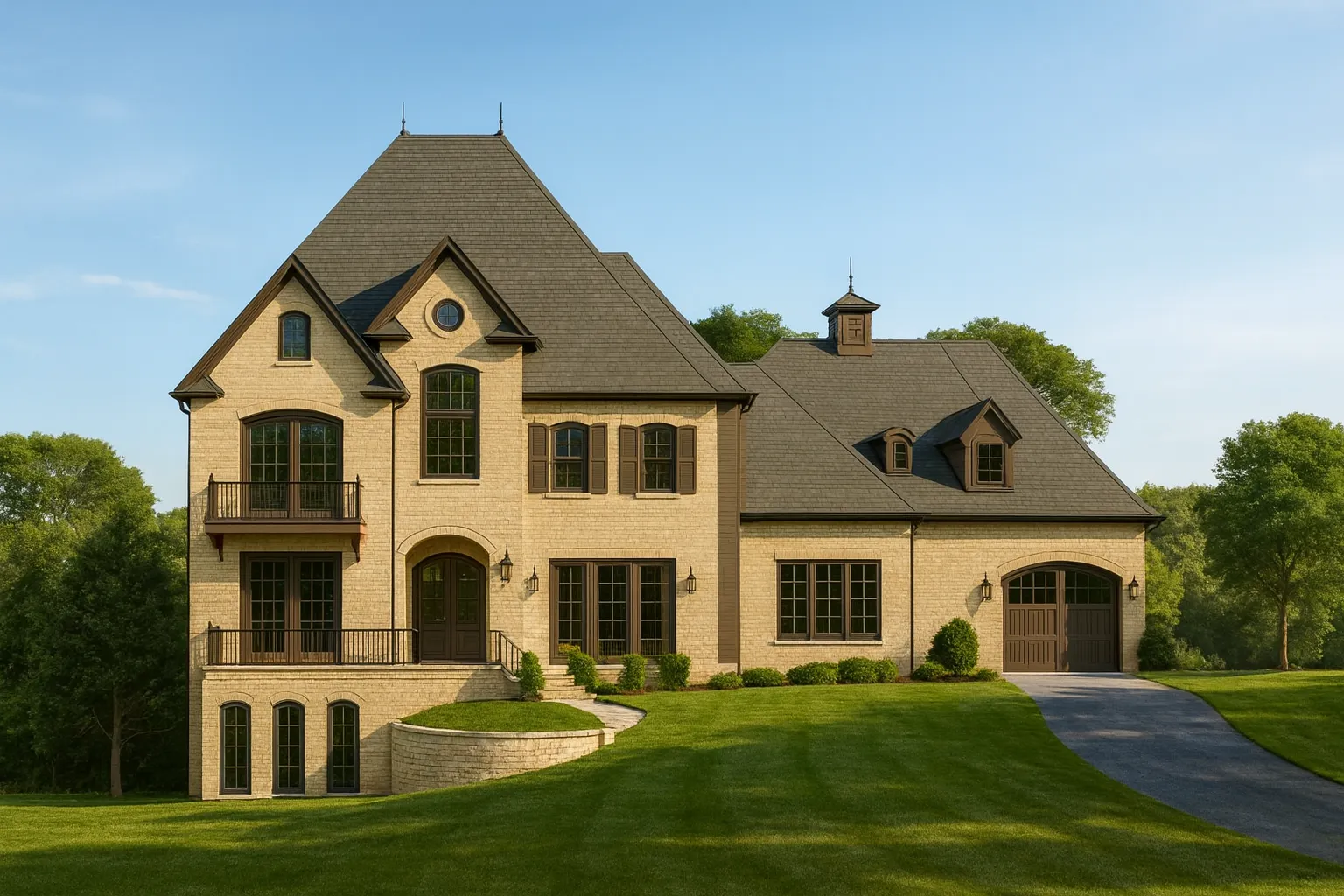 Luxury French Provincial House Plan with 5 Bedrooms and Vaulted Ceilings