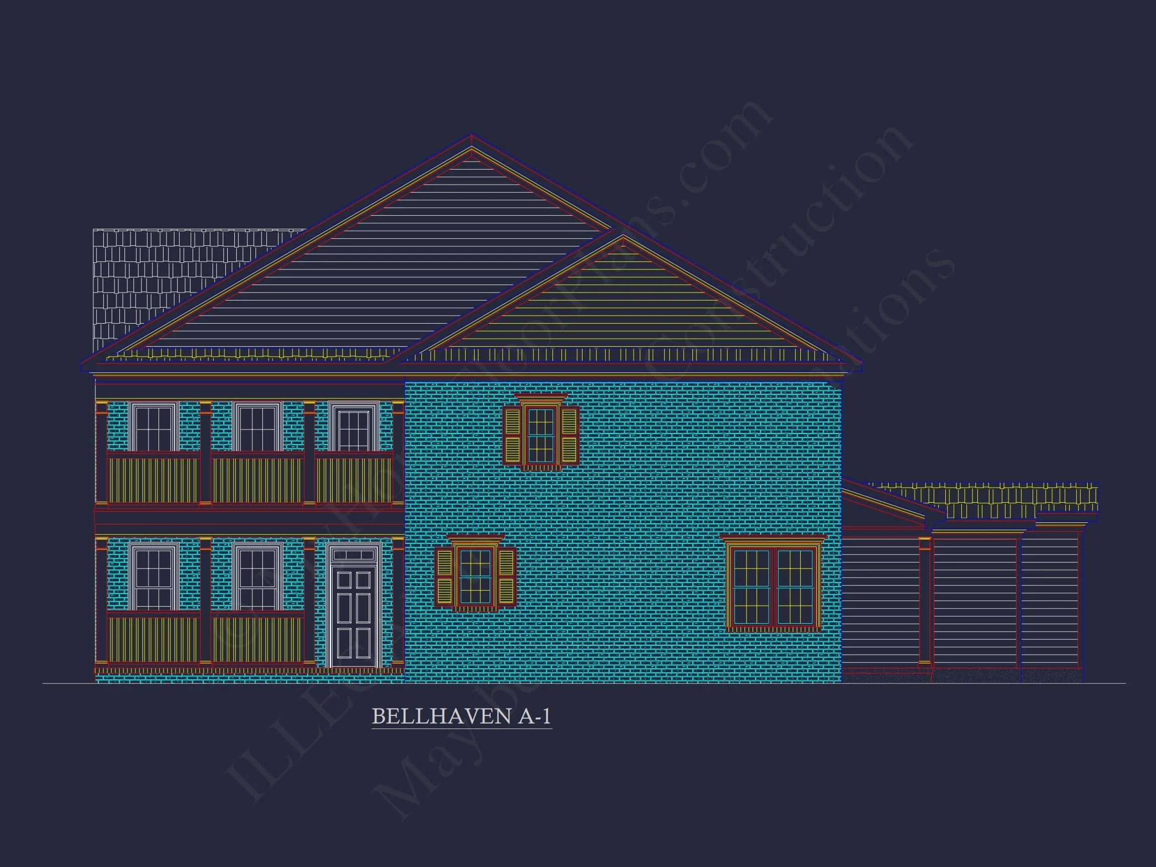 8-1395 BLDG 3 TOWNHOUSE PLAN - Colonial Revival Townhouse: CAD Floor Plan & Rear Entry Garage 14 Colonial Revival Townhome CAD Floor Plan & Rear Entry Garage