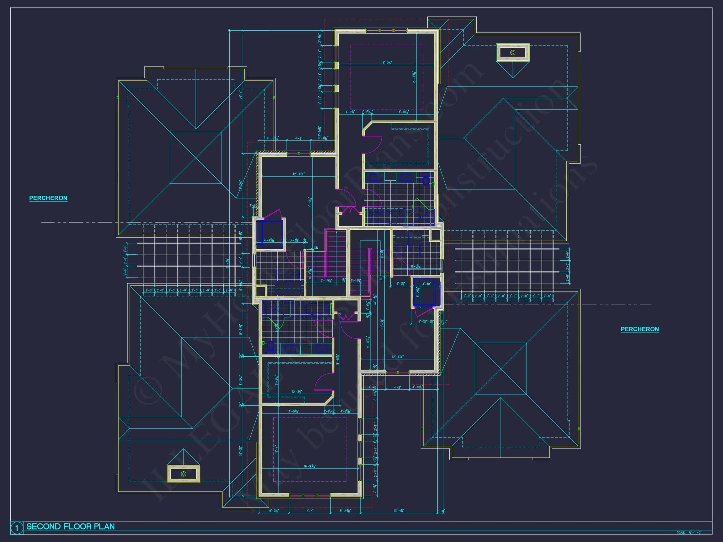 10-1929 DUPLEX PLAN - Modern House Floor Plan with Spacious CAD Designs 12 10-1929 PERCHERON DUPLEX