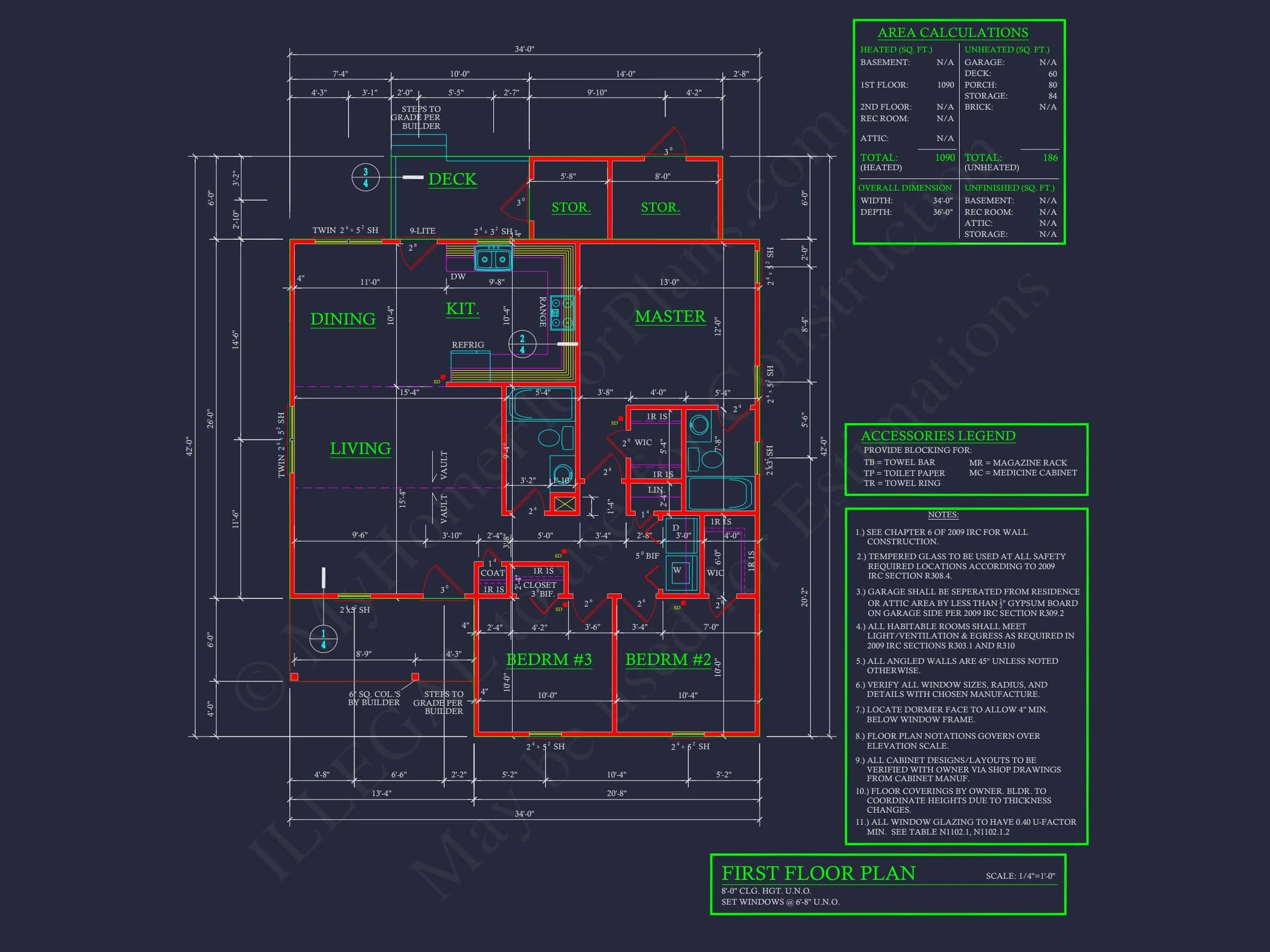 11-1917 HOUSE PLAN - Charming 3-Bedroom House Plan with CAD Blueprints and Designs 6 Charming 3-Bedroom Home Plan with Brick Exterior and Modern Layout