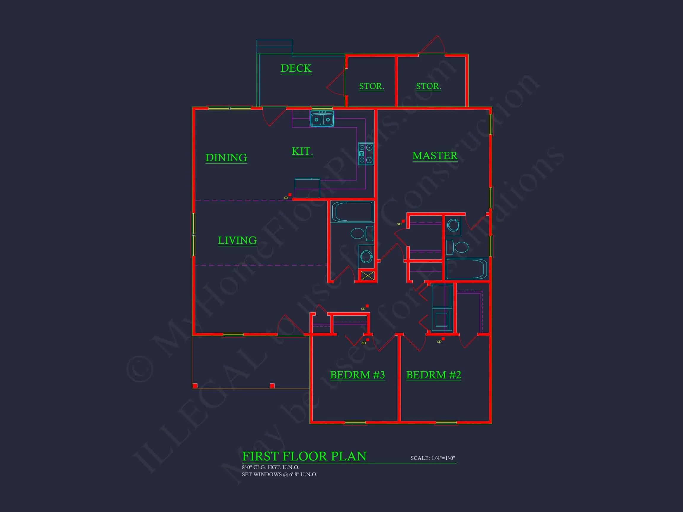 11-1917 HOUSE PLAN - Charming 3-Bedroom House Plan with CAD Blueprints and Designs 7 Charming 3-Bedroom Home Plan with Brick Exterior and Modern Layout