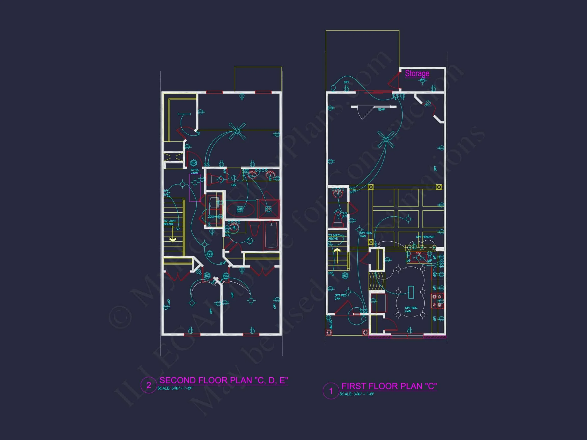 7-1947A TOWNHOUSE PLAN - Modern Townhouse Floor Plan with 2 Stories and CAD Designs 10 Modern 2-Story Townhome Floor Plan with Open Layout and CAD Blueprints