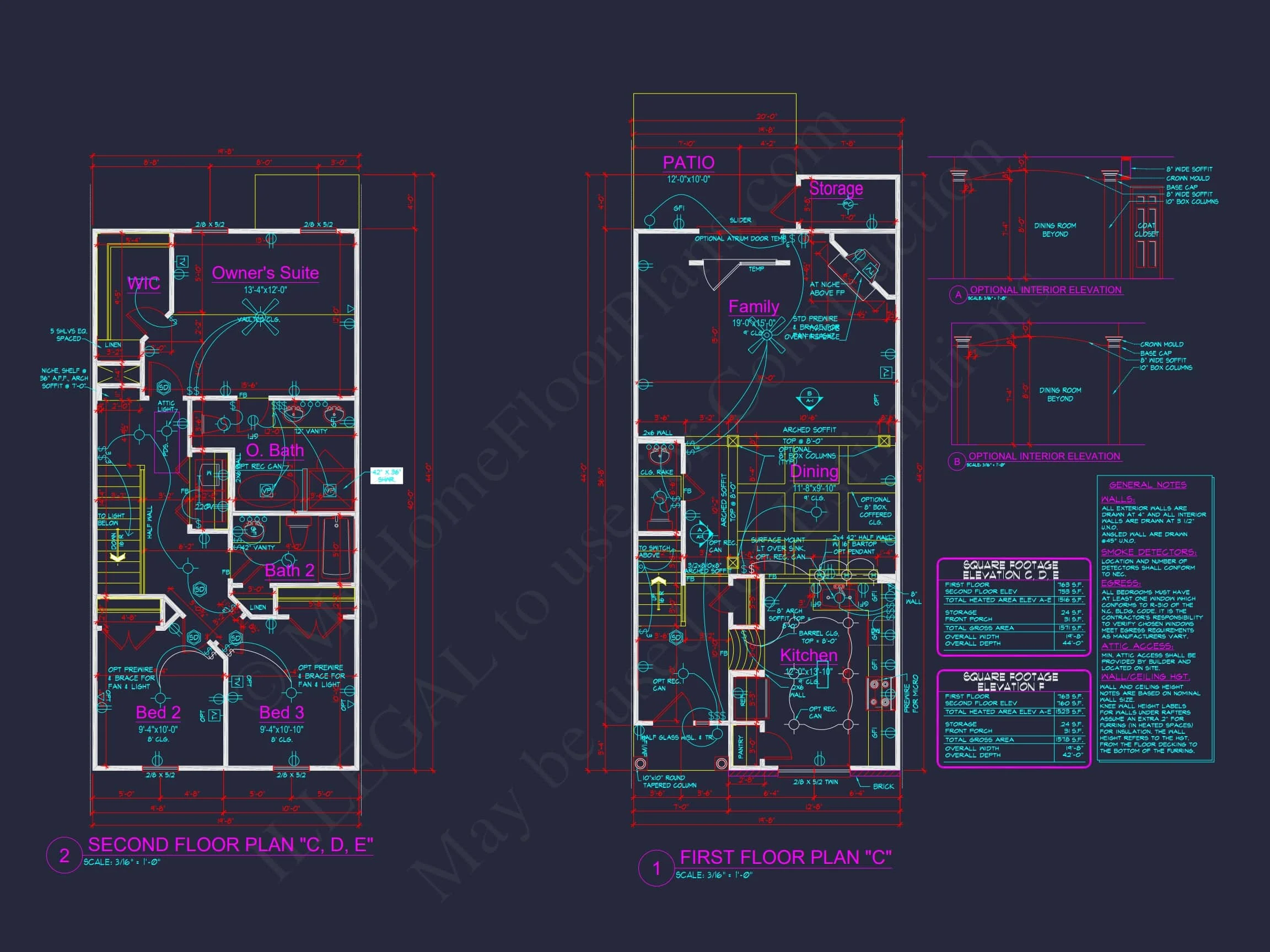 7-1947A TOWNHOUSE PLAN - Modern Townhouse Floor Plan with 2 Stories and CAD Designs 11 Modern 2-Story Townhome Floor Plan with Open Layout and CAD Blueprints