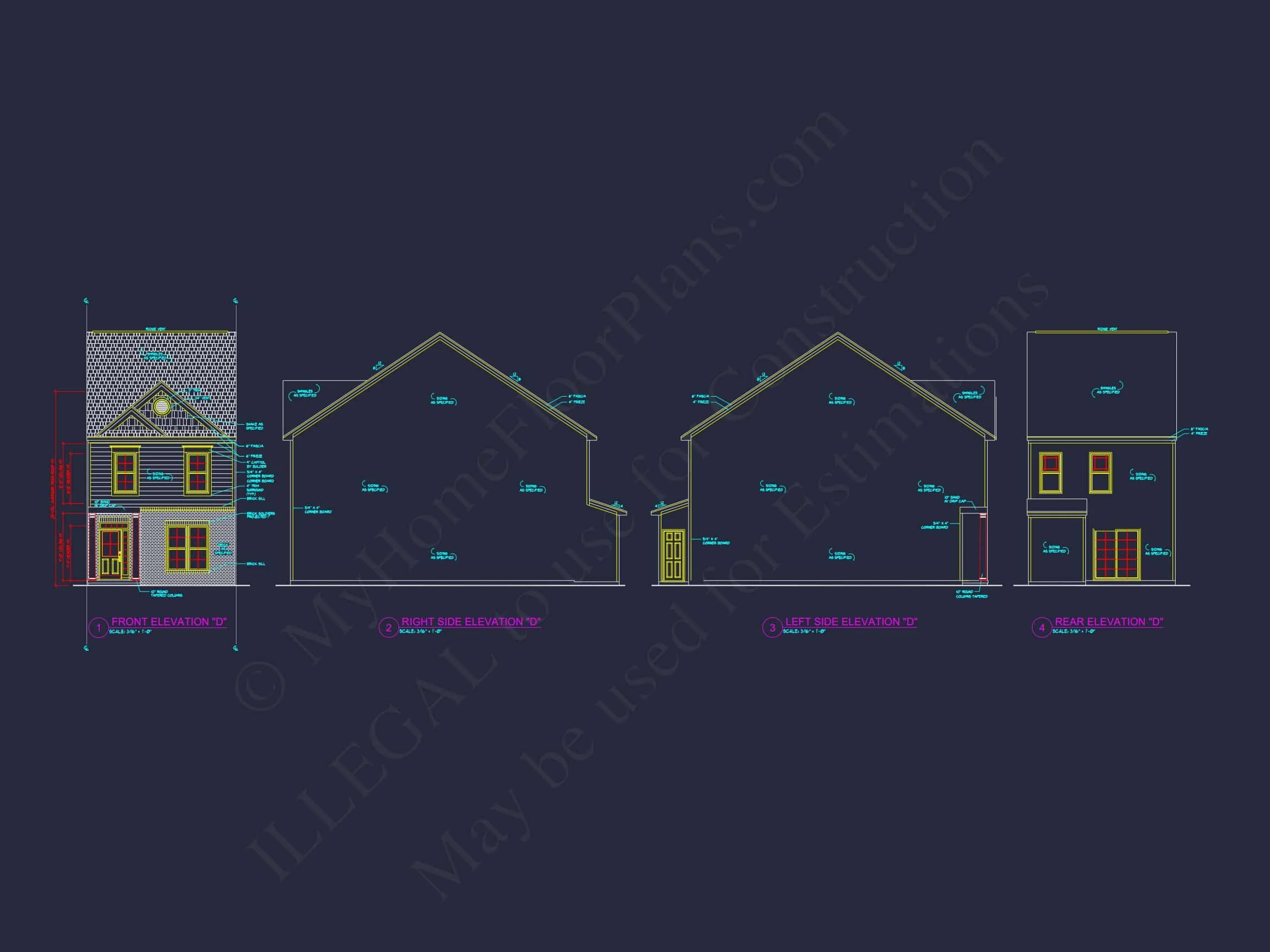 7-1947A TOWNHOUSE PLAN - Modern Townhouse Floor Plan with 2 Stories and CAD Designs 16 Modern 2-Story Townhome Floor Plan with Open Layout and CAD Blueprints