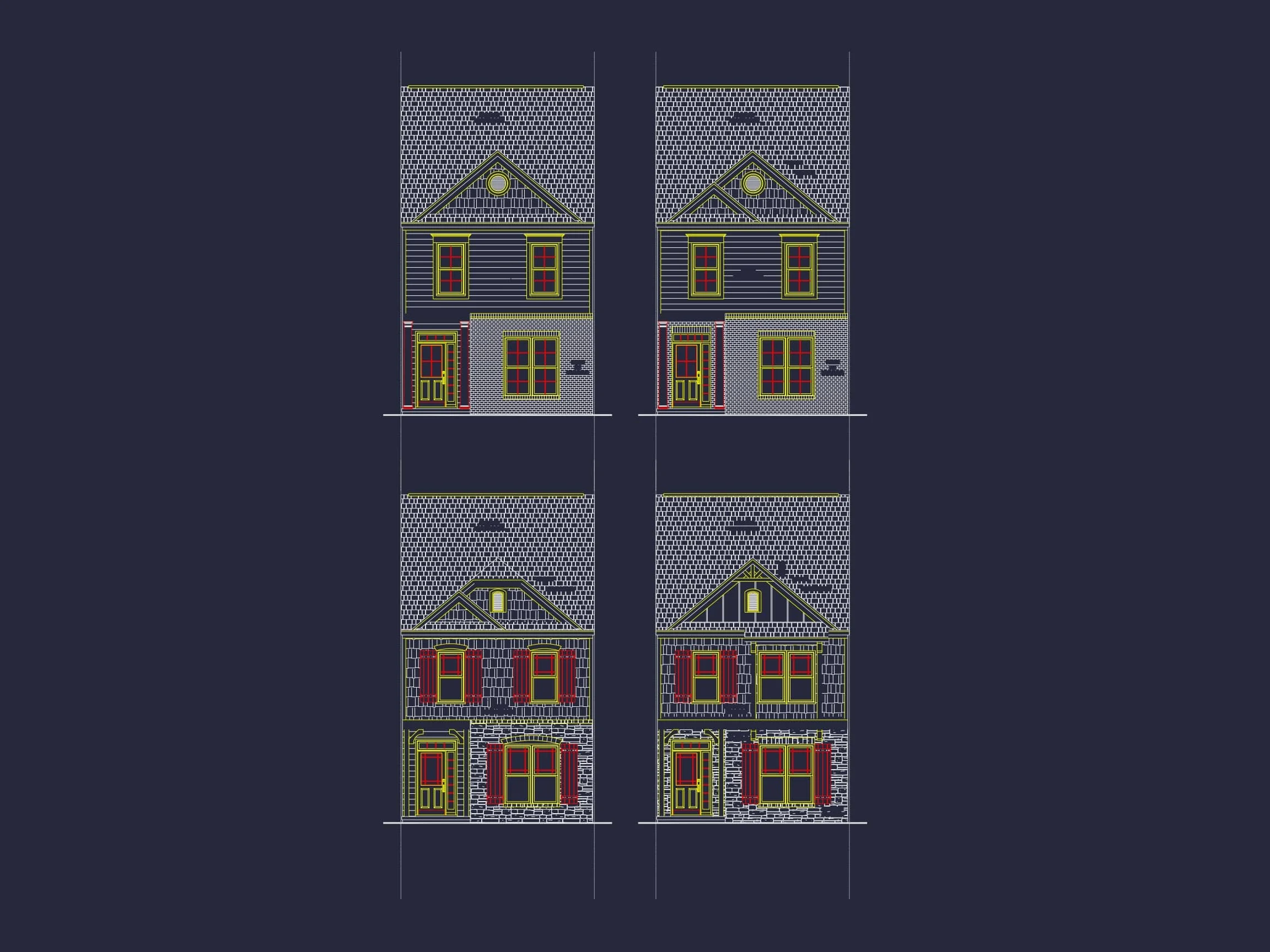7-1947A TOWNHOUSE PLAN - Modern Townhouse Floor Plan with 2 Stories and CAD Designs 2 Modern 2-Story Townhome Floor Plan with Open Layout and CAD Blueprints