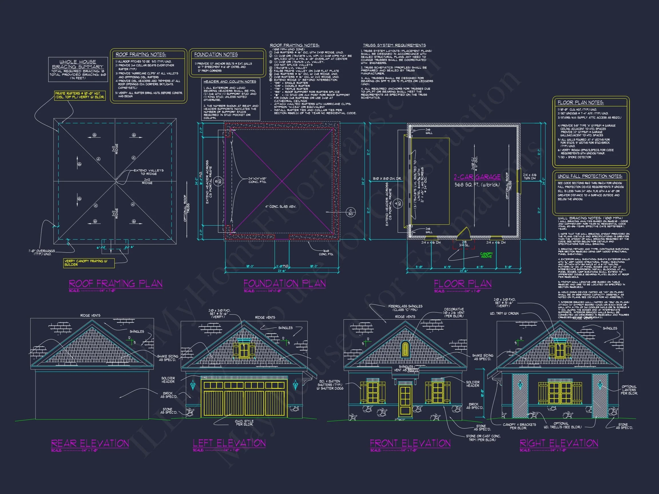 15-1224 GARAGE PLAN - Modern Suburban Garage Plan and Blueprint for House Design 3 Modern Suburban Garage Plan and Blueprint for House Design