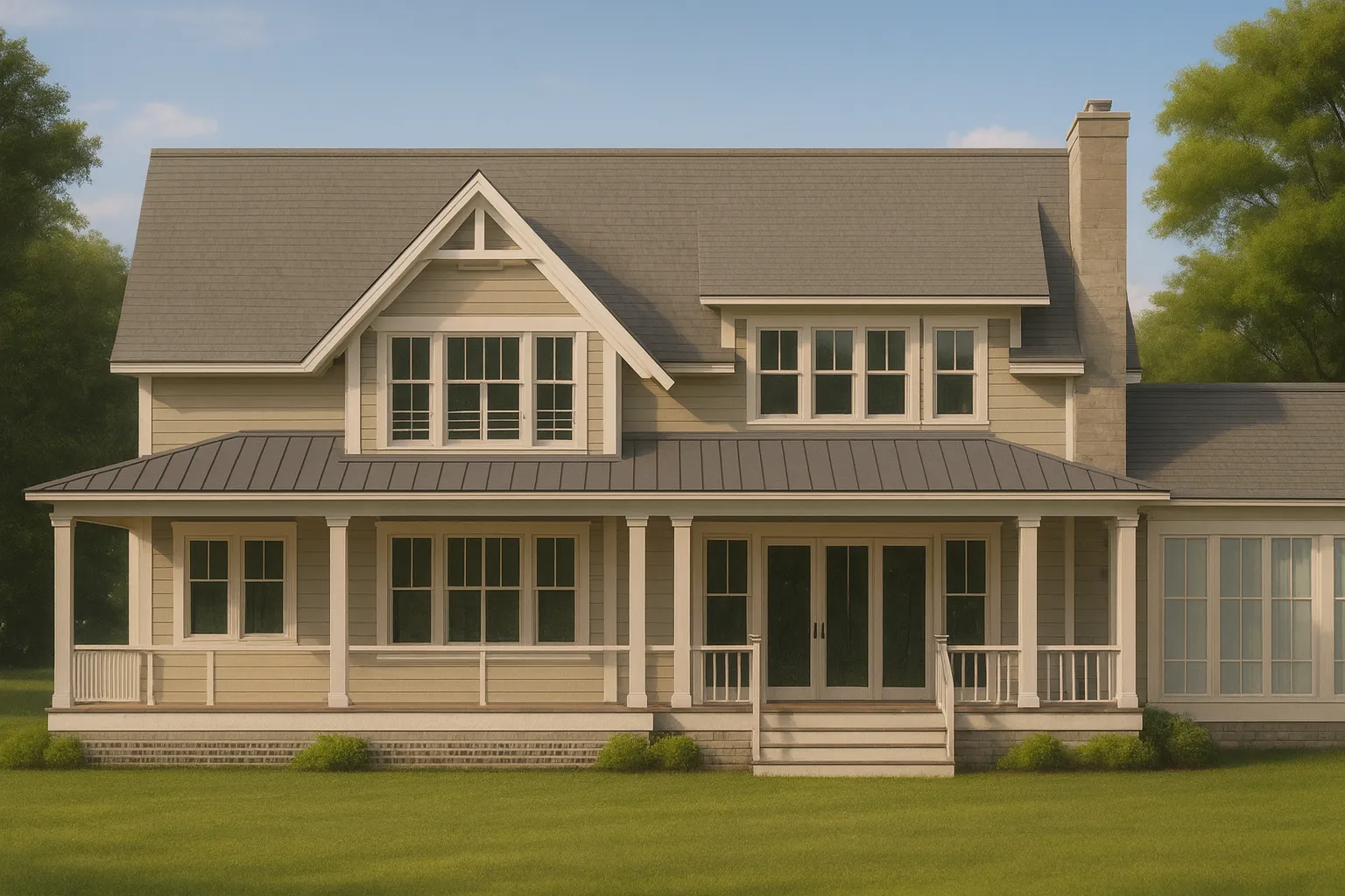 Craftsman Home Floor Plan 2-Story, 3-Bed Blueprint with Open Layout