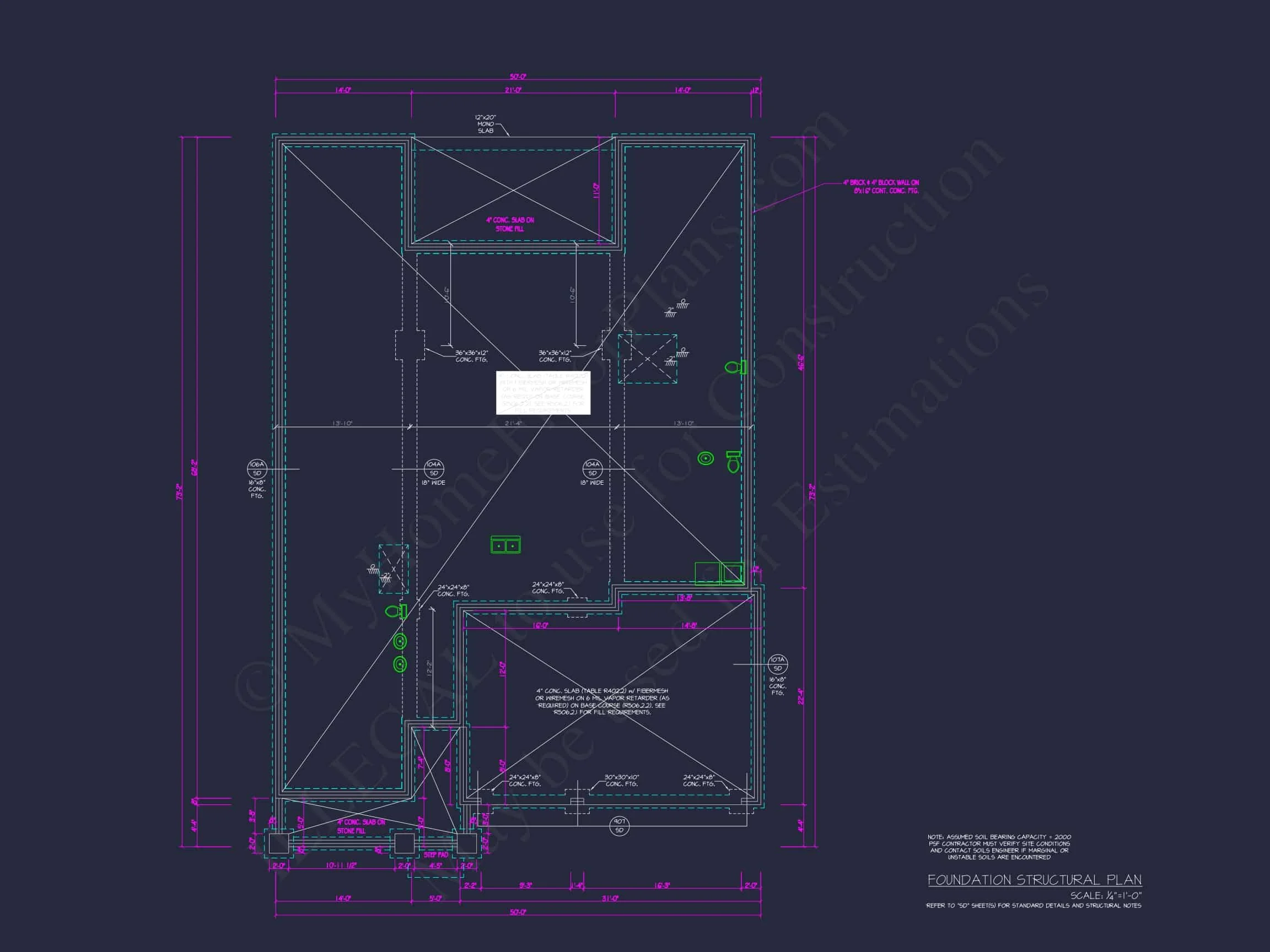 19-2215 HOUSE PLAN - House Plan Designs | 5-Bedroom CAD Floor Blueprint Architecture 6 Spacious 1-Story 5-Bedroom House Plan with Modern Craftsman Design