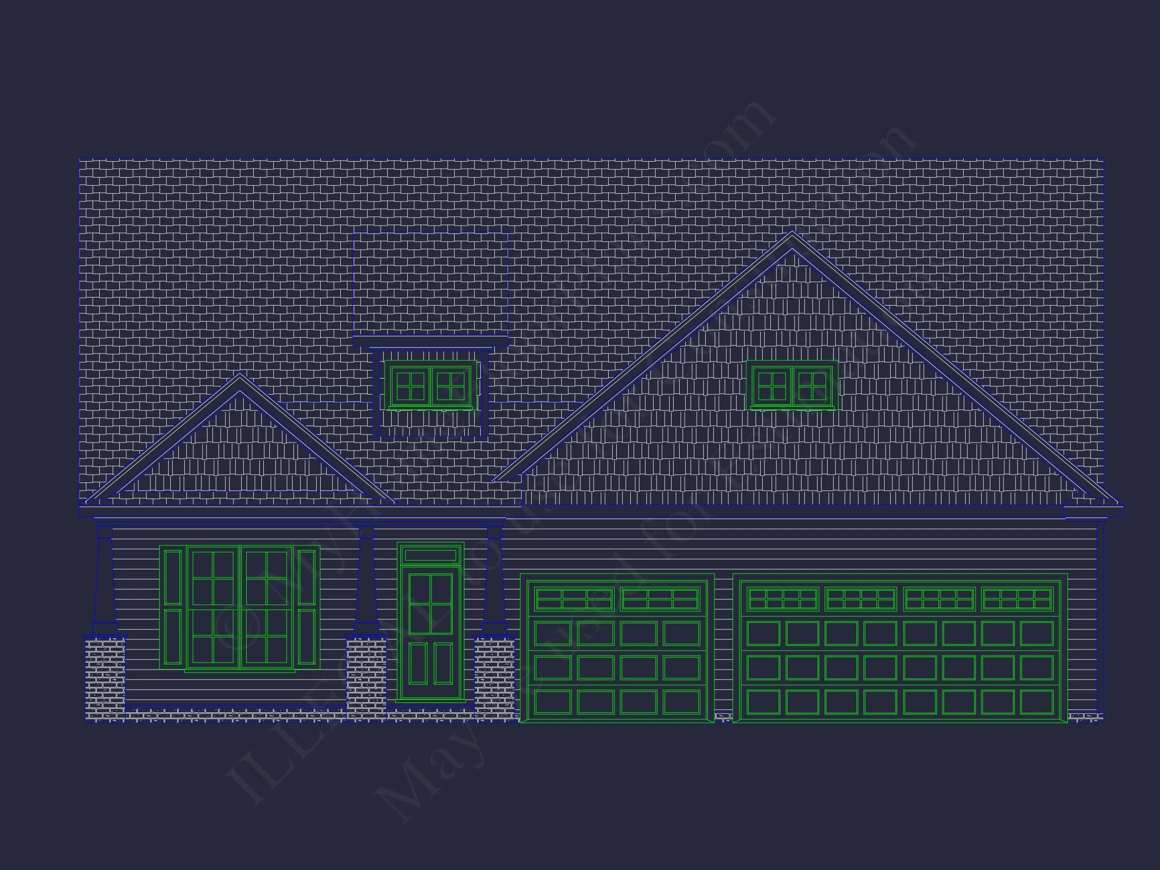 19-2215 HOUSE PLAN - House Plan Designs | 5-Bedroom CAD Floor Blueprint Architecture 2 Spacious 1-Story 5-Bedroom House Plan with Modern Craftsman Design