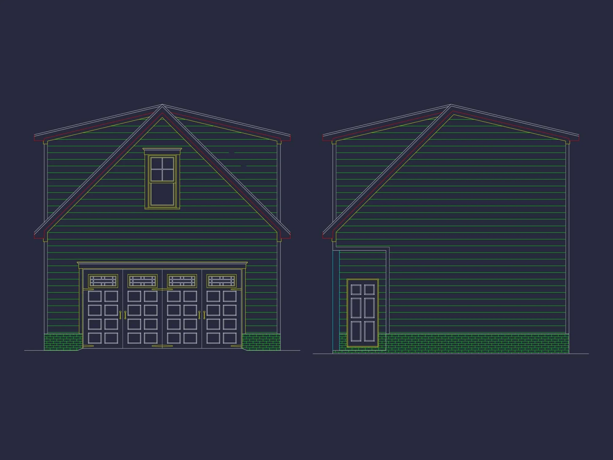 Stylish Garage Home Plan with Living Space and CAD Designs