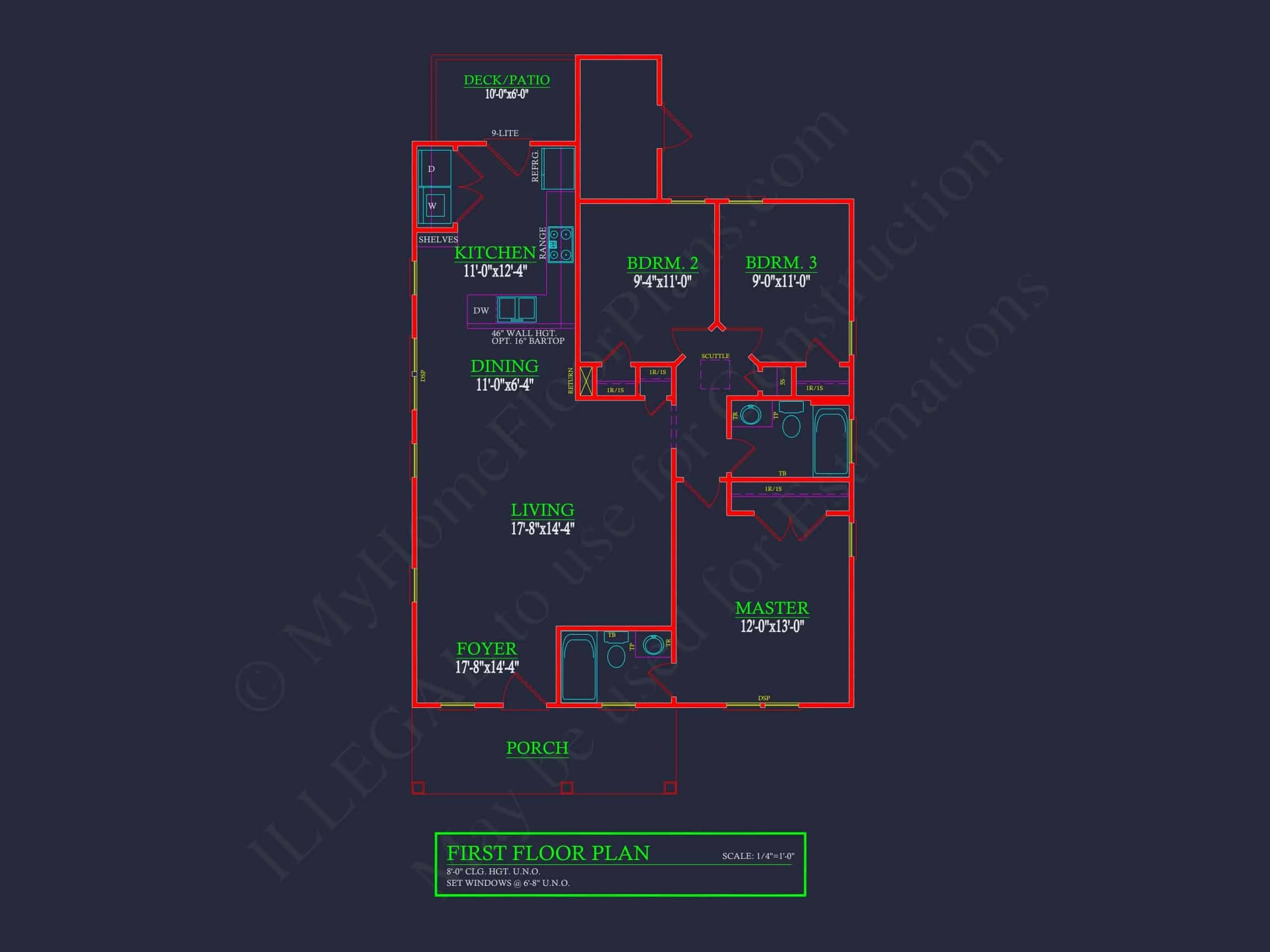 15-1079 HOUSE PLAN - Traditional Cottage House Floor Plan, 3 Bed, 2 Bath Blueprint 8 Traditional Cottage House Plan with Cozy 1-Story Layout
