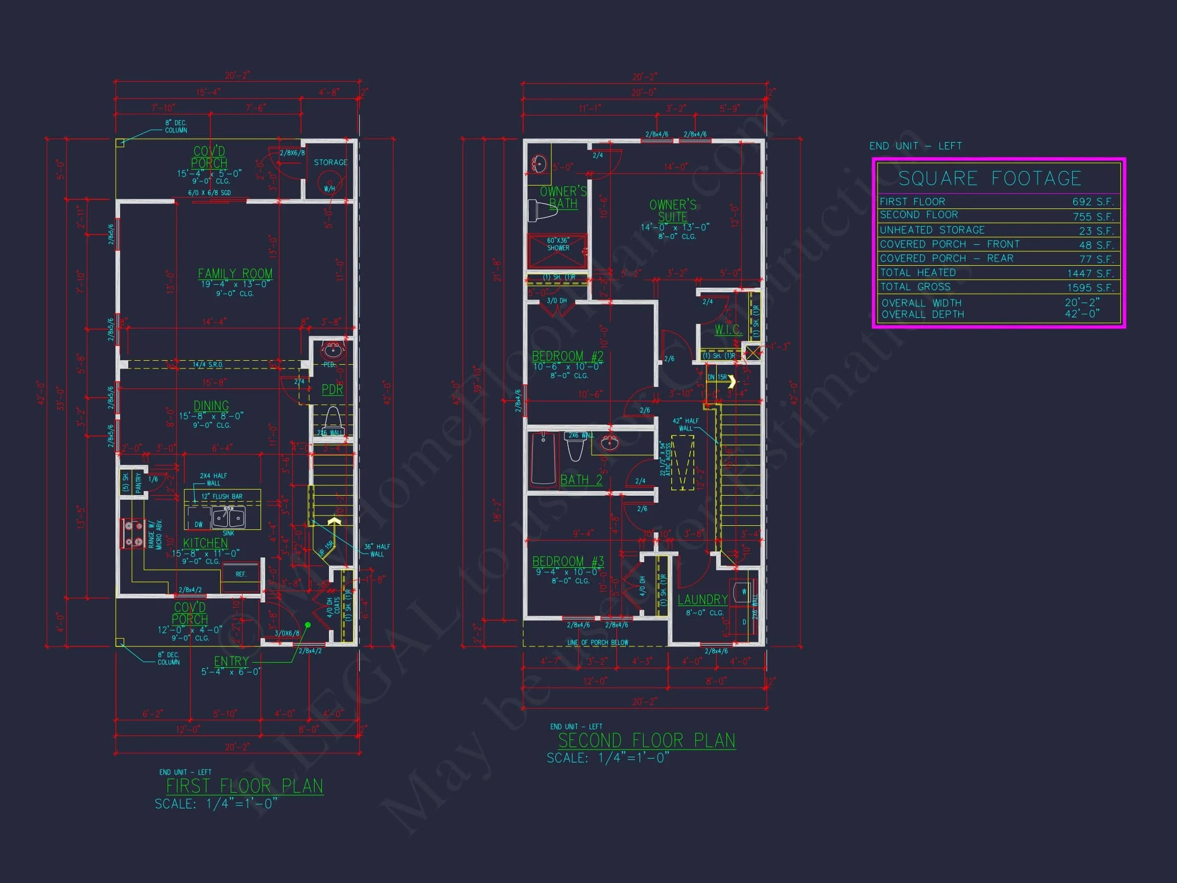 17-2029 6-UNIT TOWNHOUSE PLAN - Colonial Home Plan - 2-Bed, 1.5-Bath, 1,033 SF 20 Modern Townhome Floor Plan with 6 Units and CAD Blueprints
