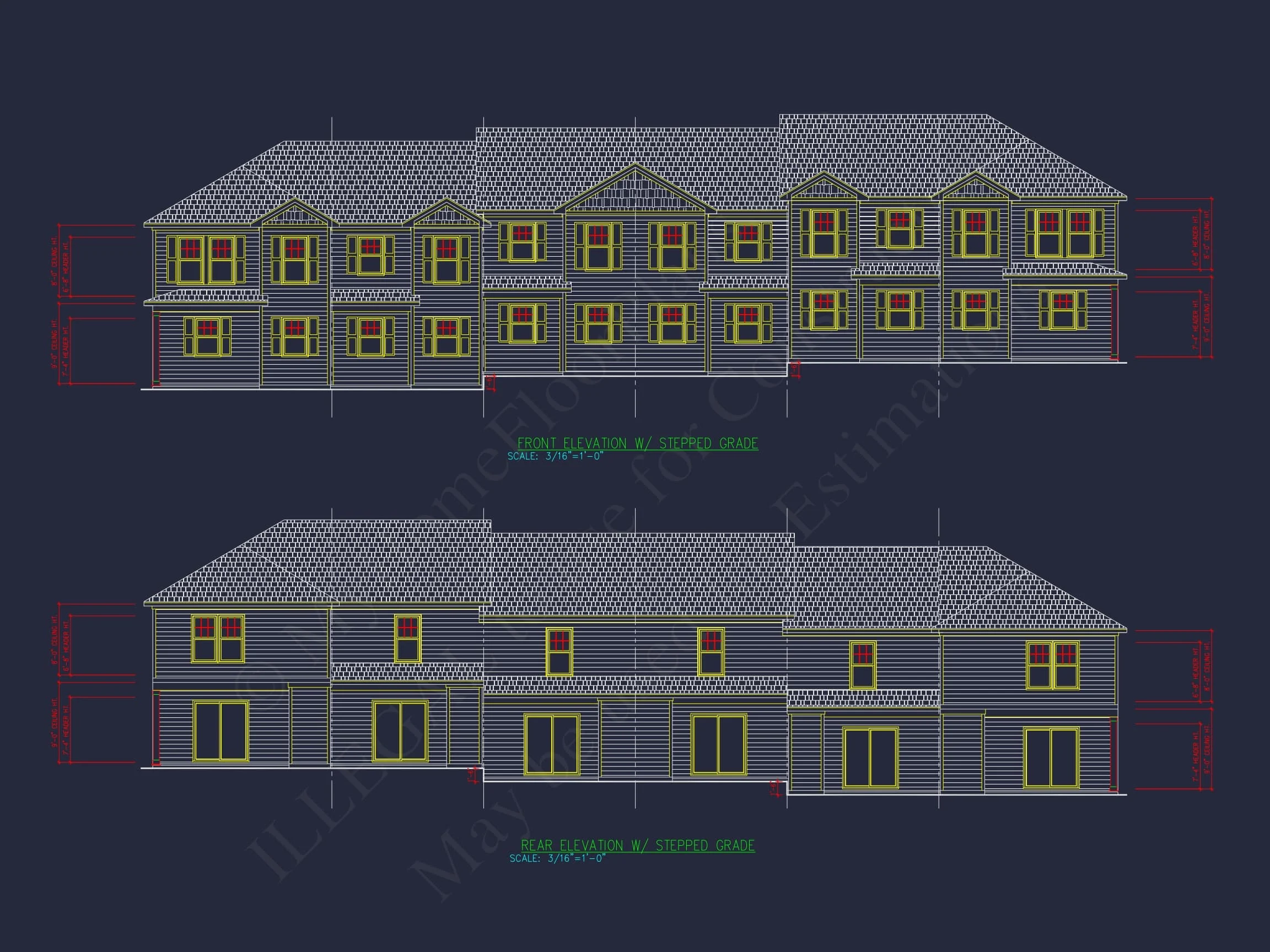 17-2029 6-UNIT TOWNHOUSE PLAN - Colonial Home Plan - 2-Bed, 1.5-Bath, 1,033 SF 5 Modern Townhome Floor Plan with 6 Units and CAD Blueprints