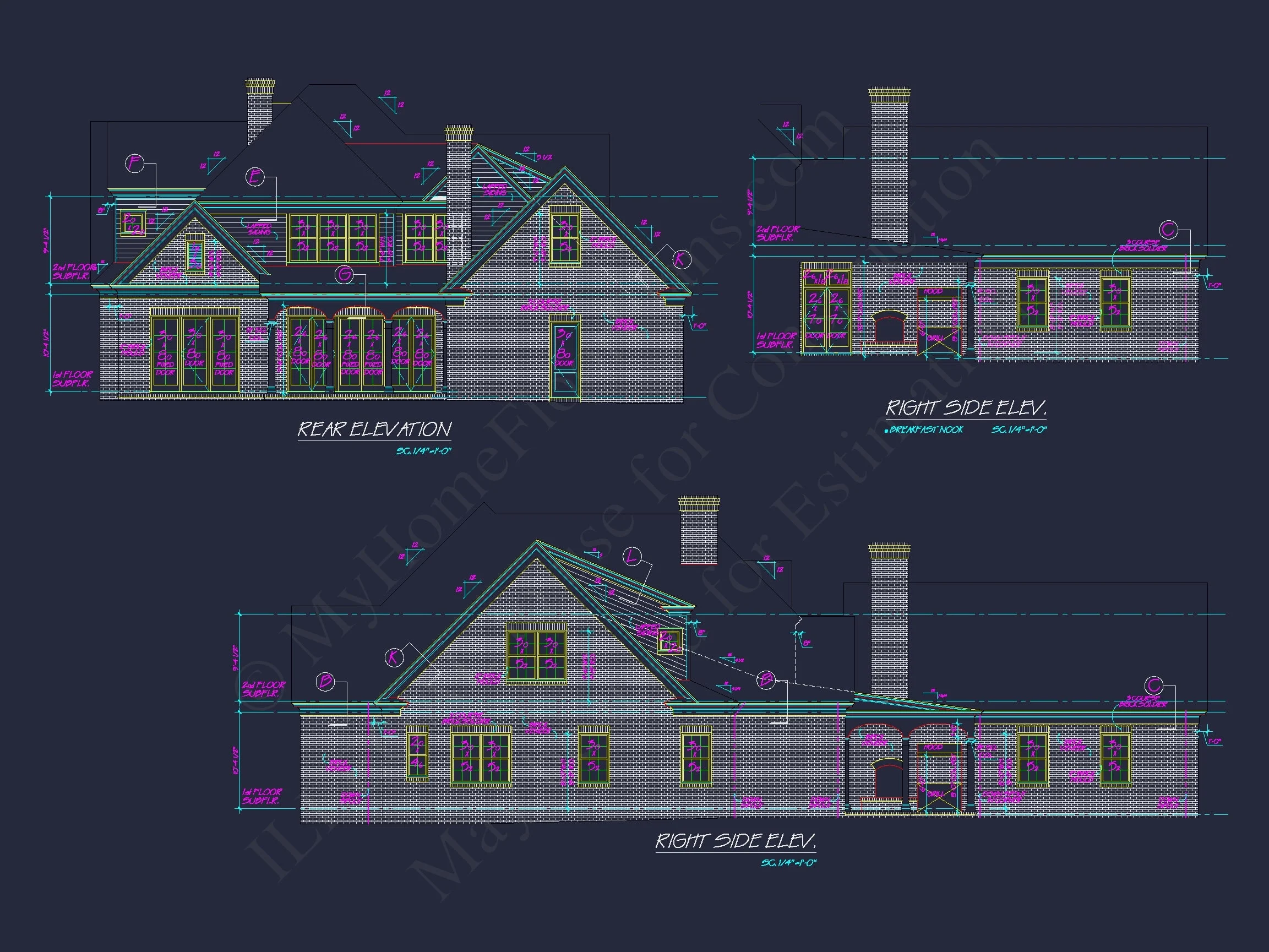 15-1606 HOUSE PLAN - Colonial House Floor Plan: 5-Bed, 4-Bath, 2-Story Blueprint 3 Colonial Home Floor Plan 5-Bed,4-Bath,2-Story Blueprint (2)