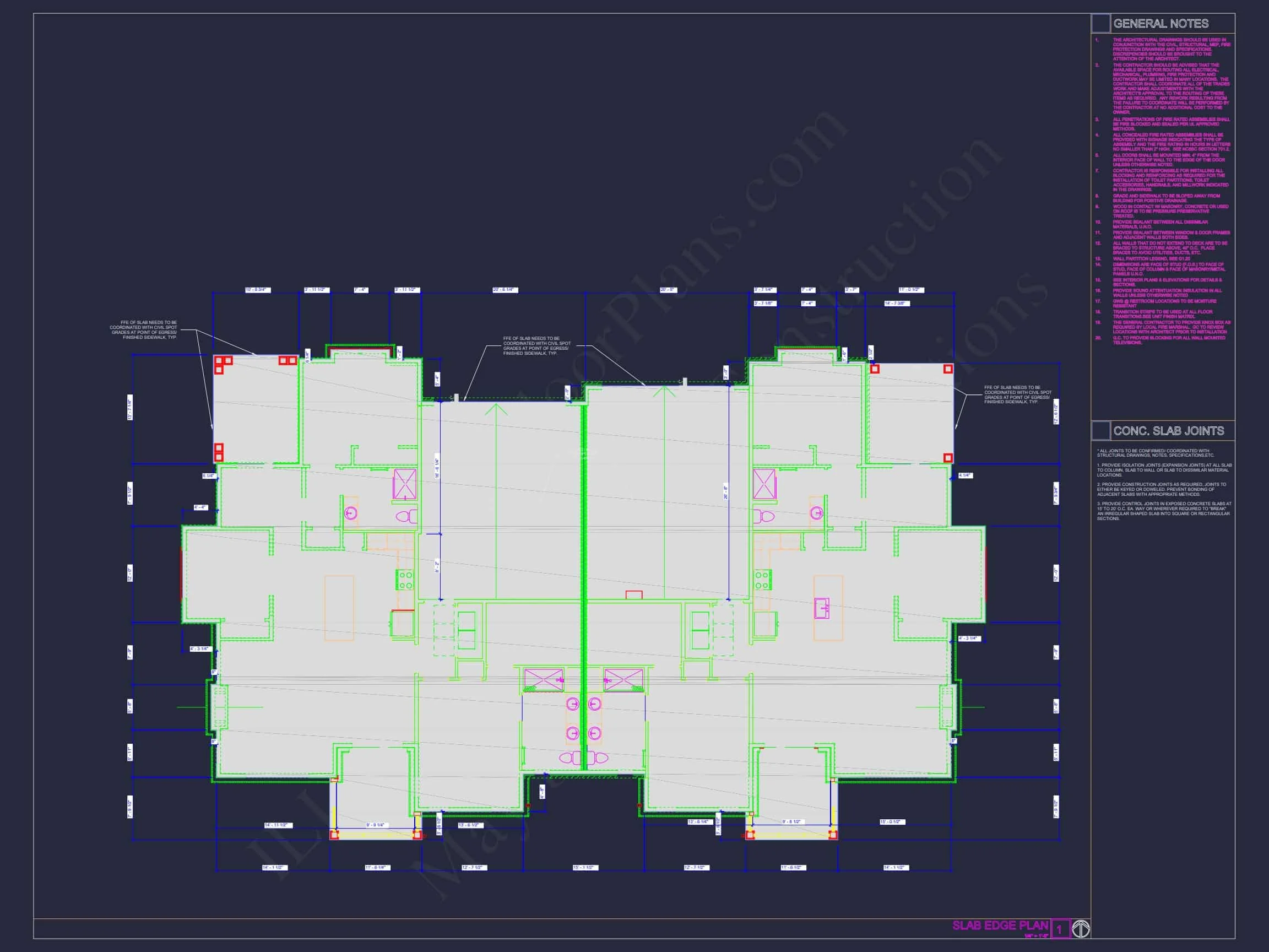 20-1521 DUPLEX PLAN- Beautiful Duplex House Floor Plan with Blueprint CAD Designs 9 Beautiful Duplex Home Floor Plan with Blueprint CAD Designs