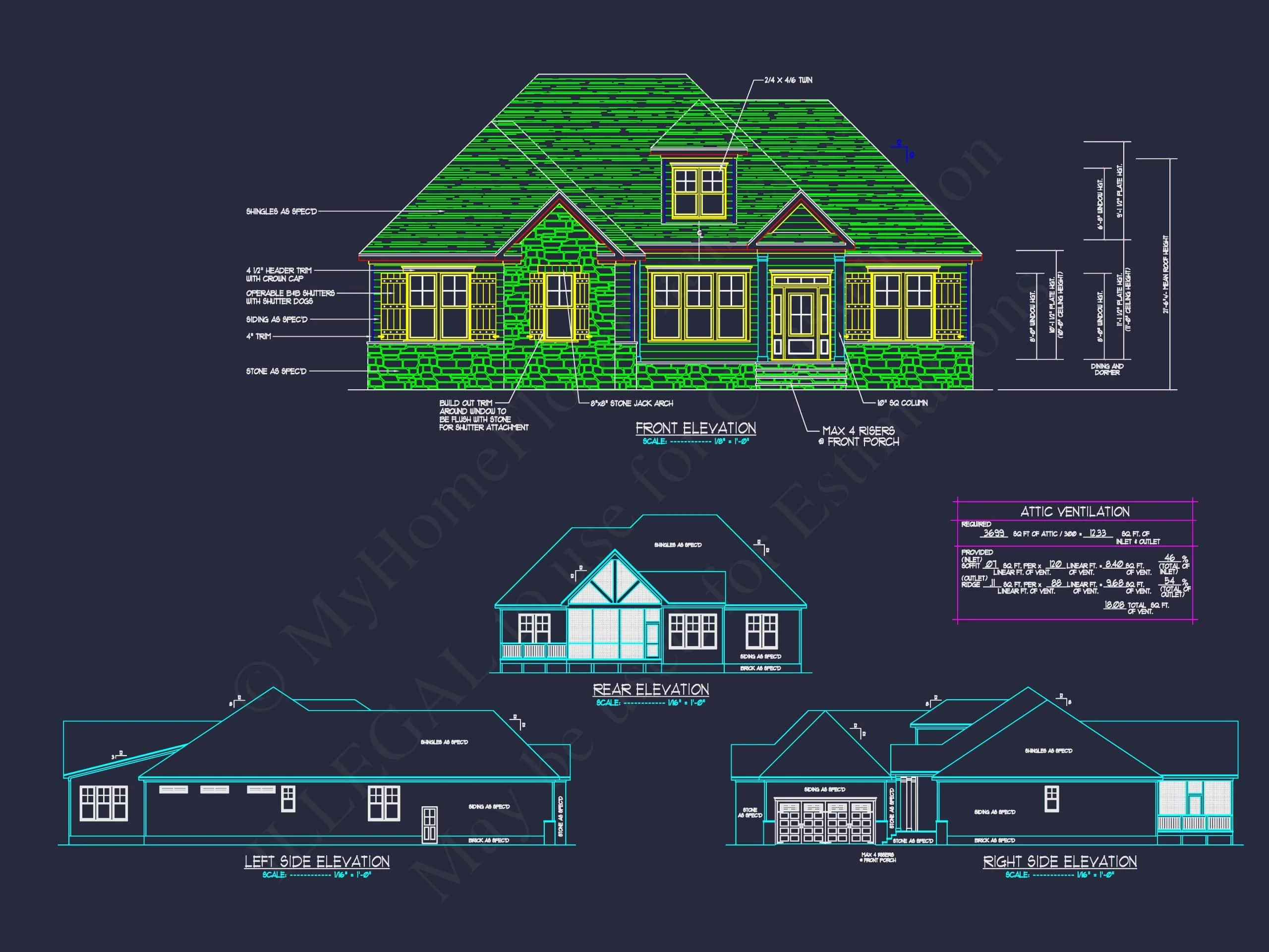 14-1057 HOUSE PLAN - Traditional Craftsman House Floor Plan with CAD Designs 2 Traditional Craftsman Home Floor Plan with Functional Layout