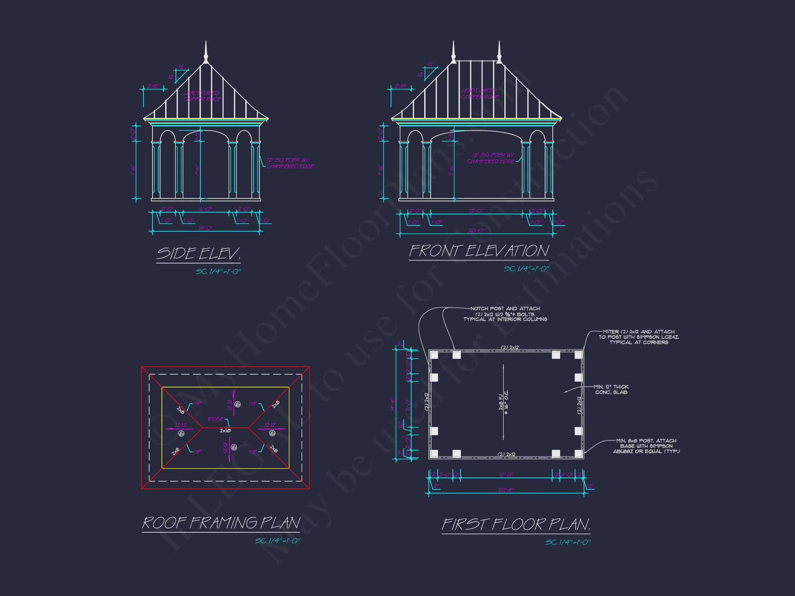 16-1208 PAVILLION PLAN - Pavilion Floor Plan with Detailed Blueprint & CAD Design 3 Pavilion Floor Plan with Detailed Blueprint & CAD Design