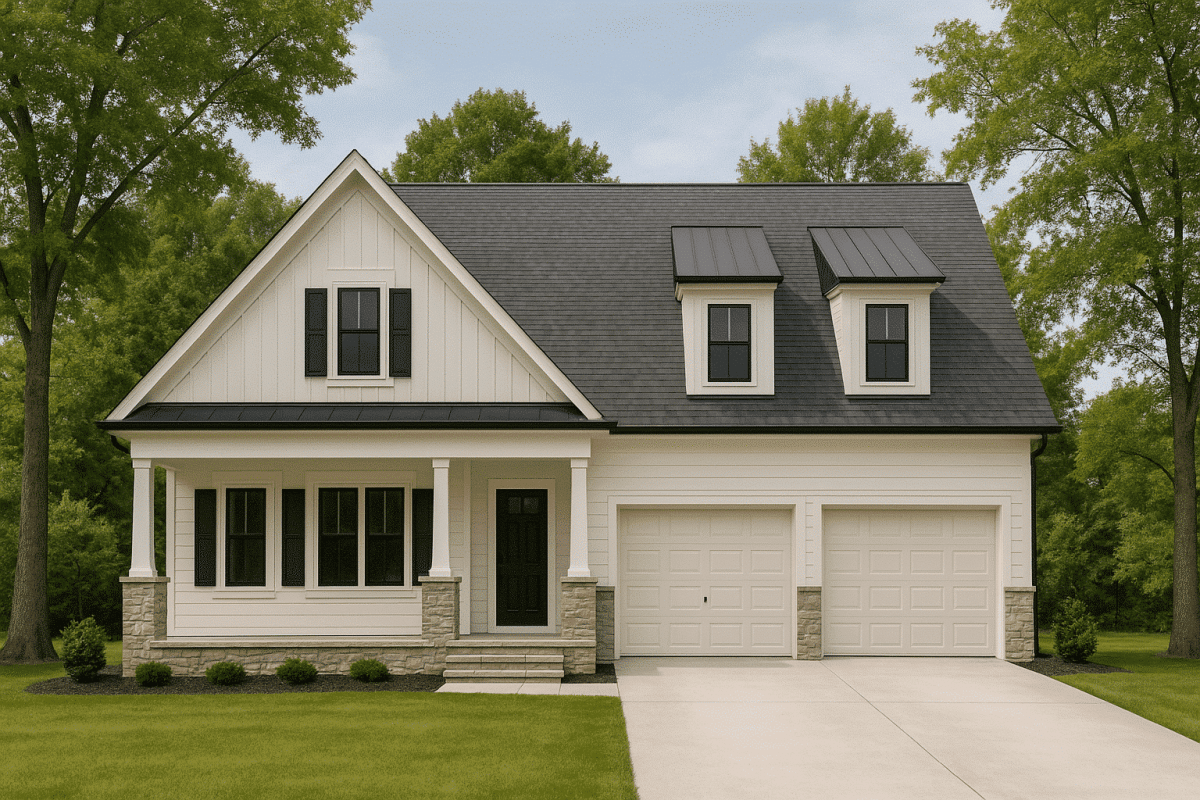 Modern Craftsman Home Plan with 2 Floors and 3 Bedrooms
