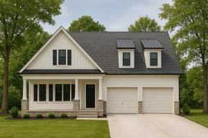 Modern Craftsman Home Plan with 2 Floors and 3 Bedrooms