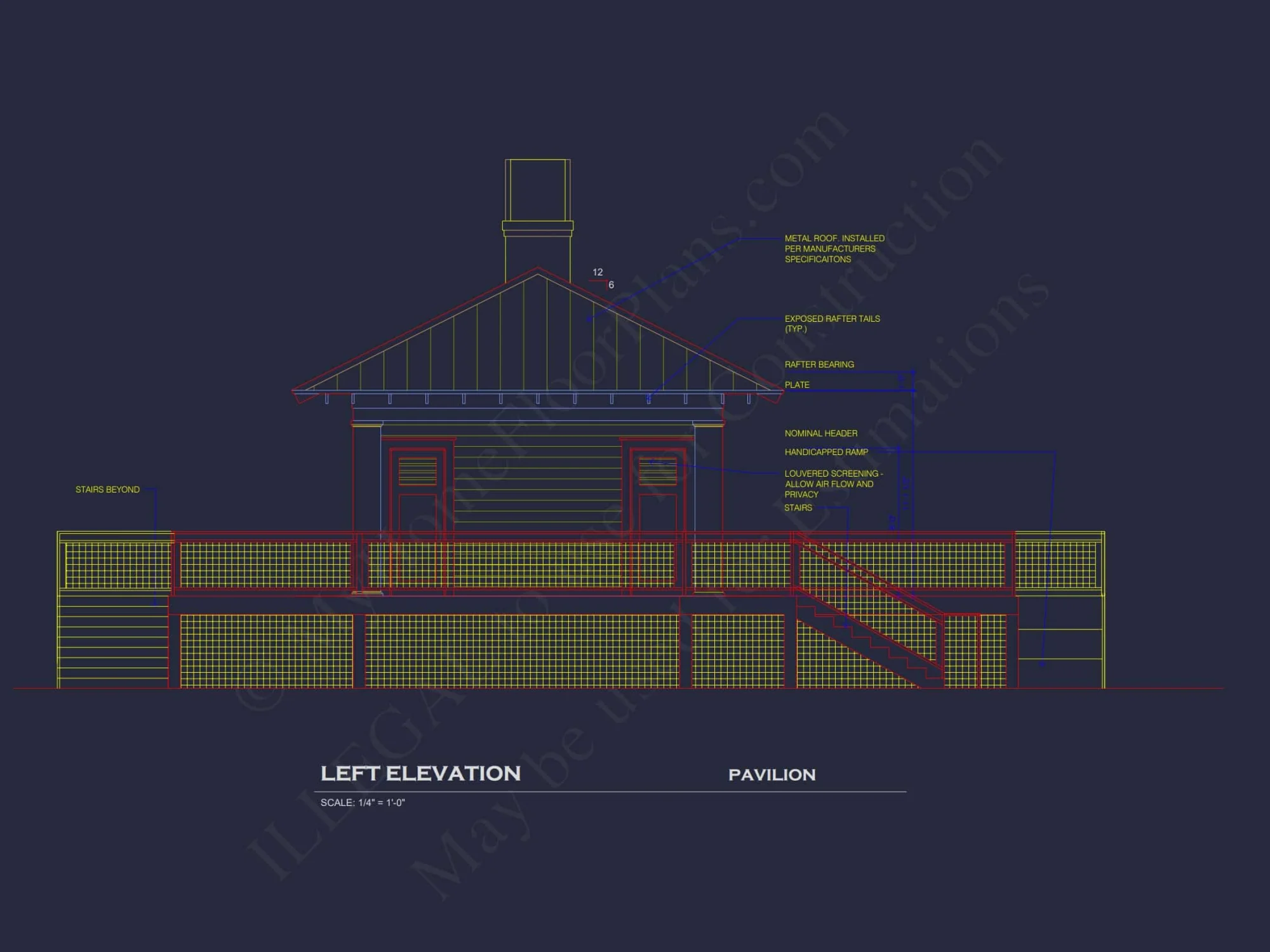 Elegant Pavilion Home Plan: Architectural Blueprint CAD Designs