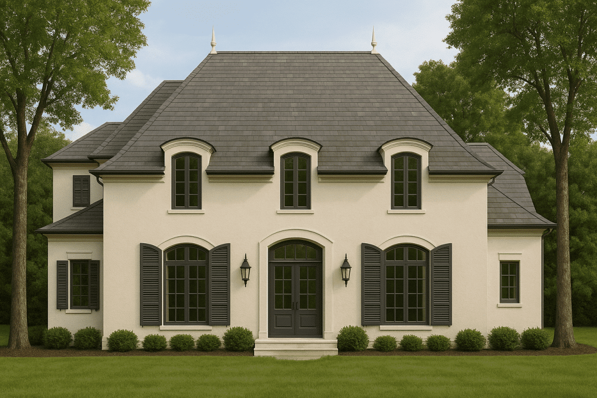 Elegant French Country House Plan with 2 Stories and Vaulted Ceilings