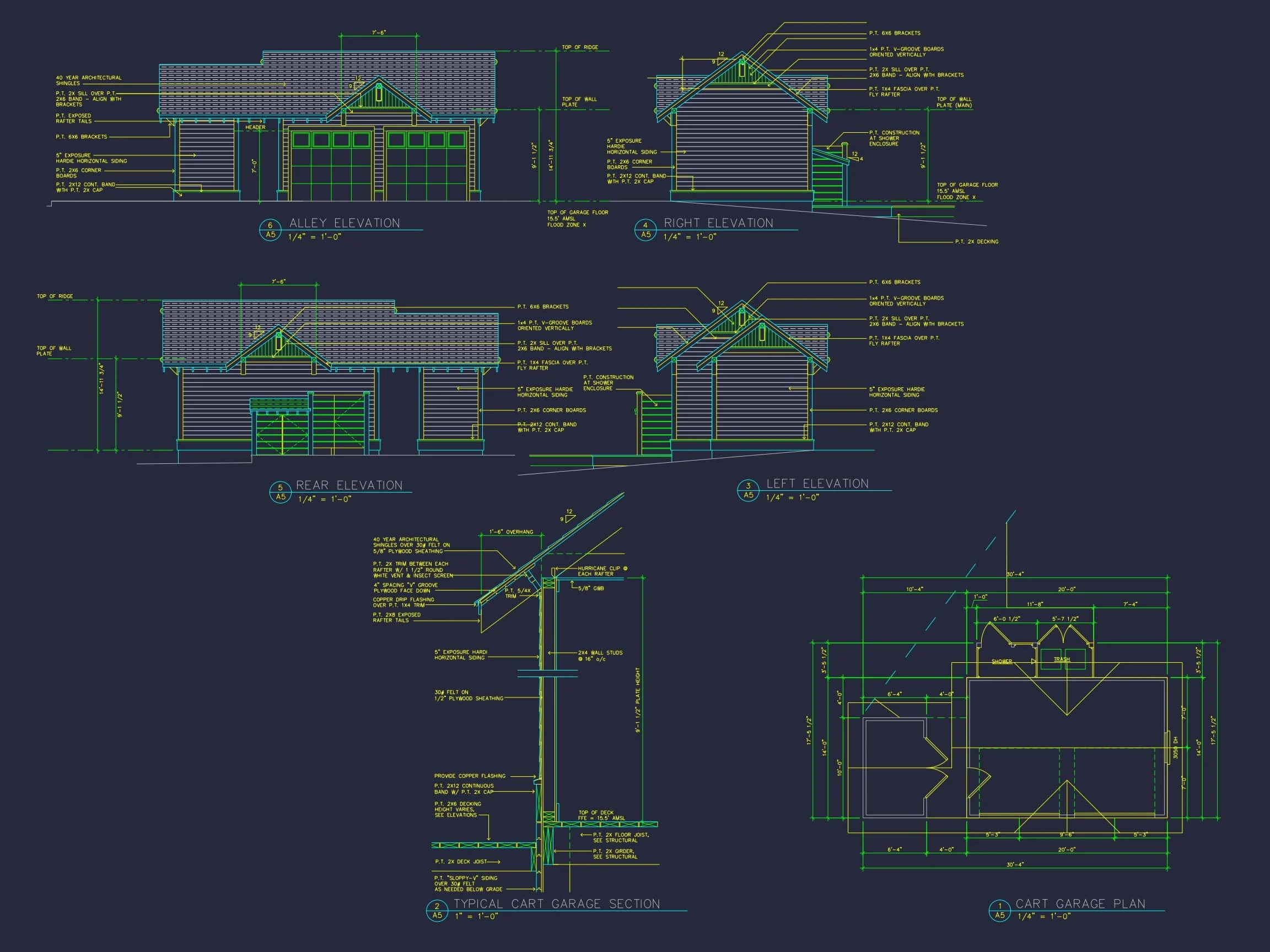 13-1216 CART PLAN - Modern Golf Cart Garage Plan: House Design Blueprint CAD 2 Modern Golf Cart Garage Plan with 2 Bays & Compact CAD Design