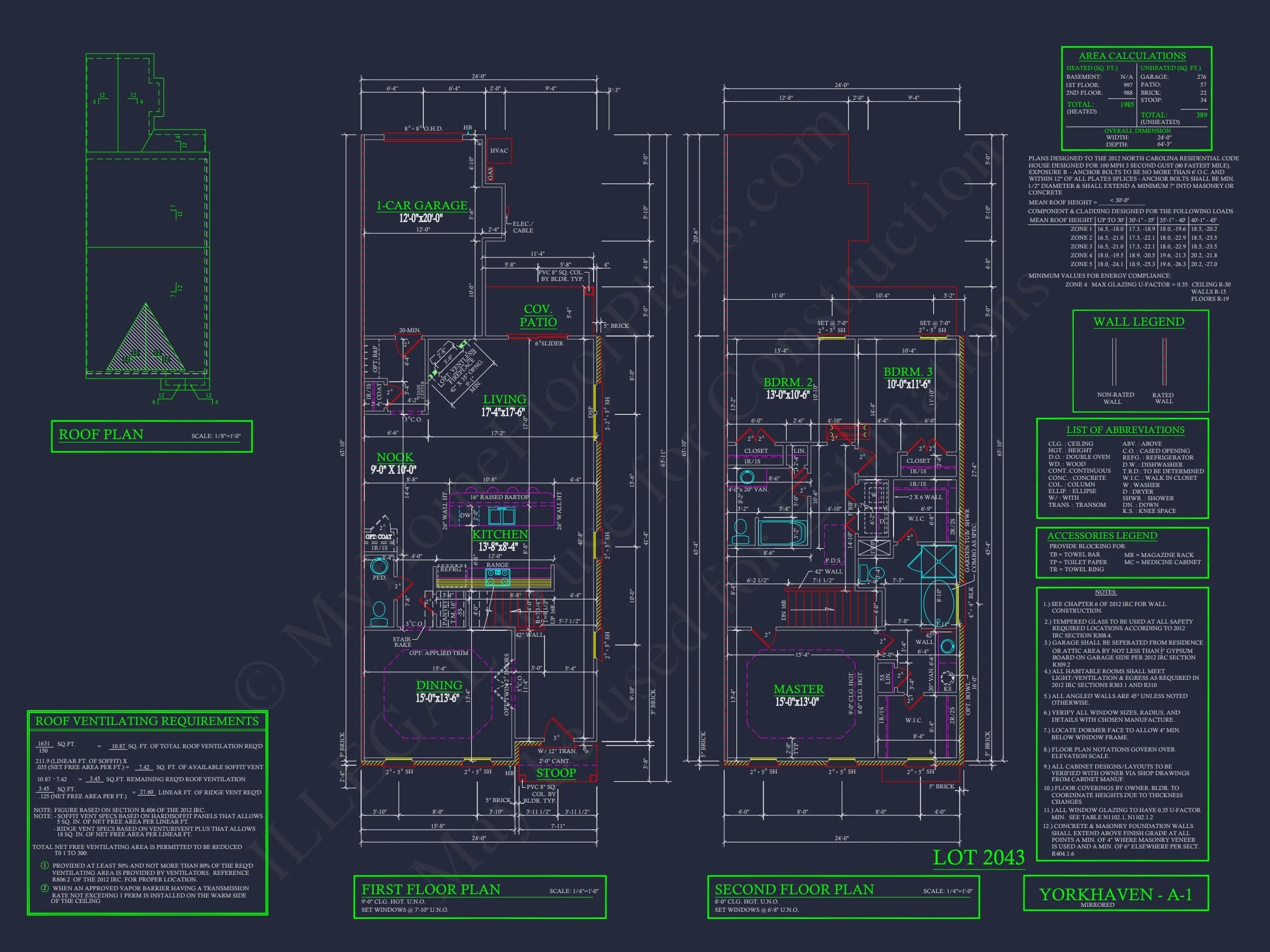 12-2467 TOWNHOUSE PLAN - 5-Unit Colonial Revival Townhome Plan - 3-Bed, 2-Bath, 1,650 SF 7 Spacious Colonial Revival Townhome with 2-Story Floor Plan