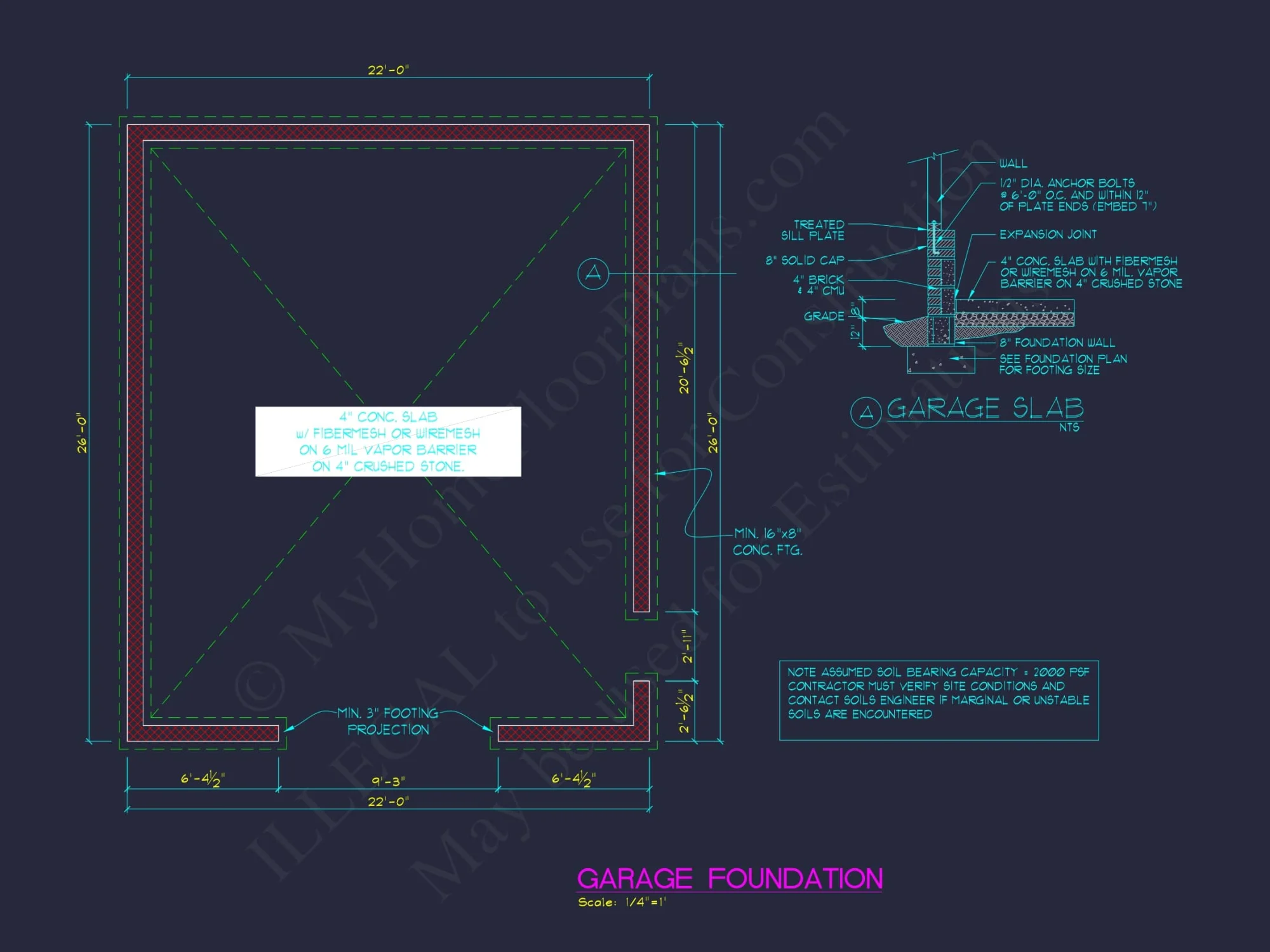 Functional Garage Floor Plan with 2 Bays and CAD Blueprint Designs