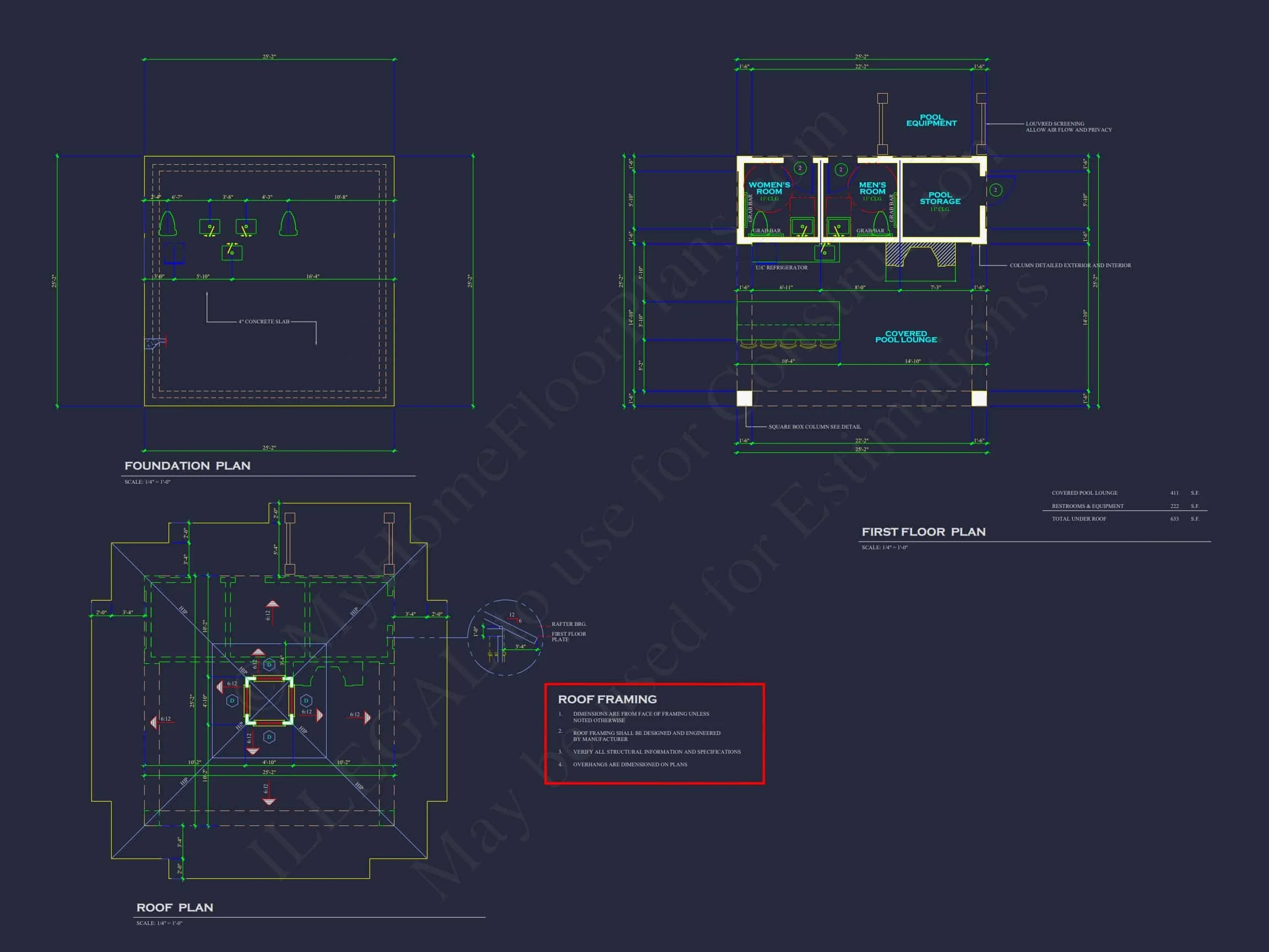 19-2288 POOLHOUSE PLAN - Modern Pool House Plan with Floor Plan and CAD Designs 4 Modern Pool House Plan with Floor Plan and CAD Designs
