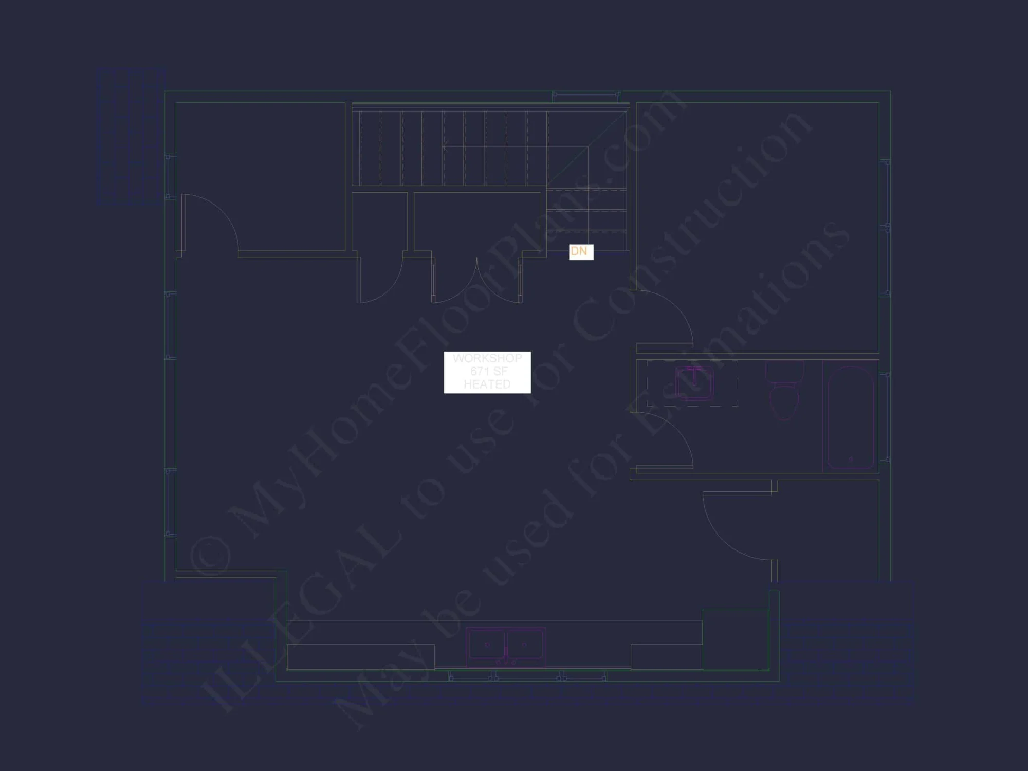 Modern Garage Home Plan with Heated Gym & Workshop