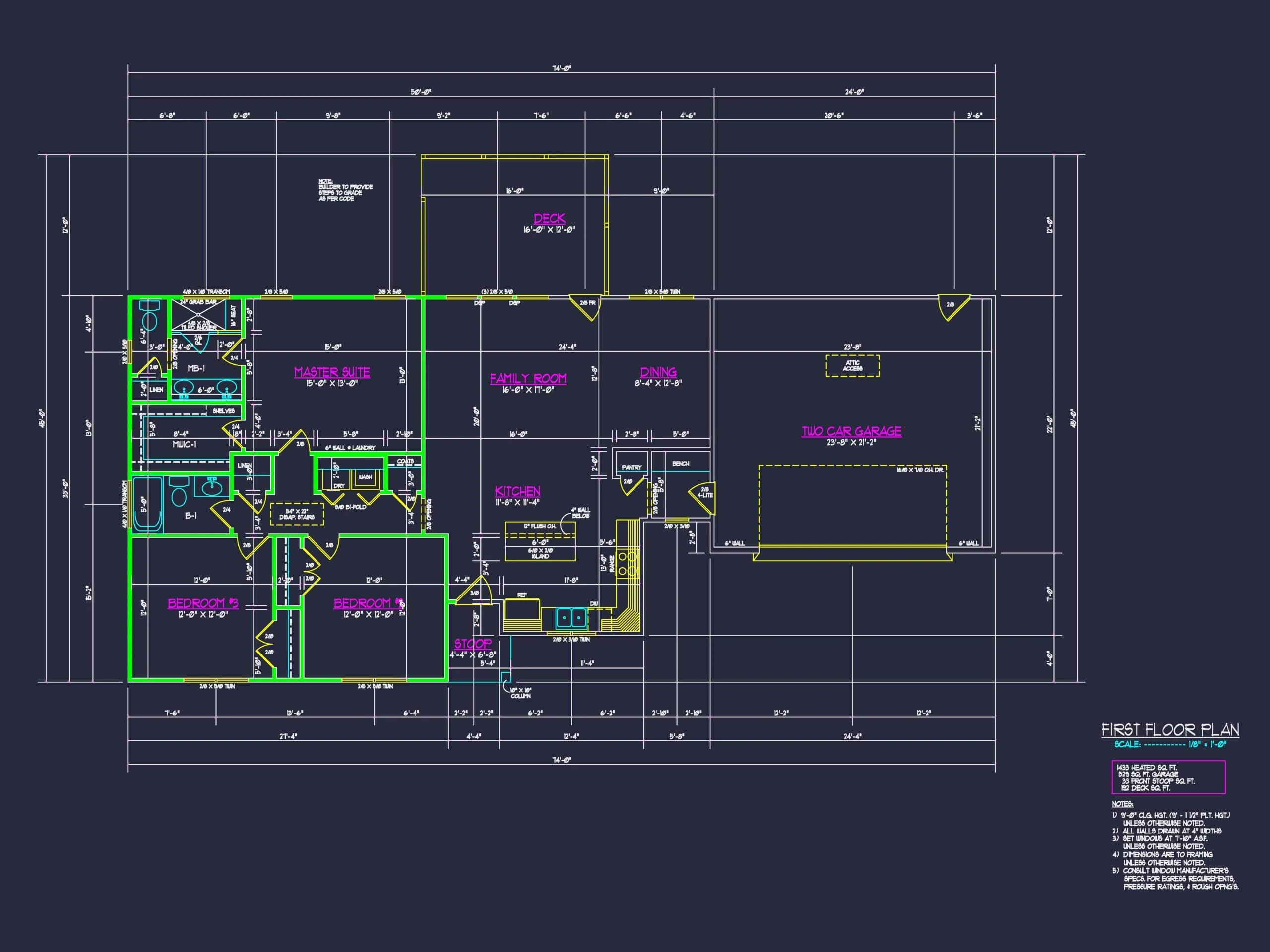 19-1460 HOUSE PLAN - Charming House Plan with CAD Blueprint and Modern Designs 7 Charming 1-Story House Plan with Craftsman Design & CAD Blueprints