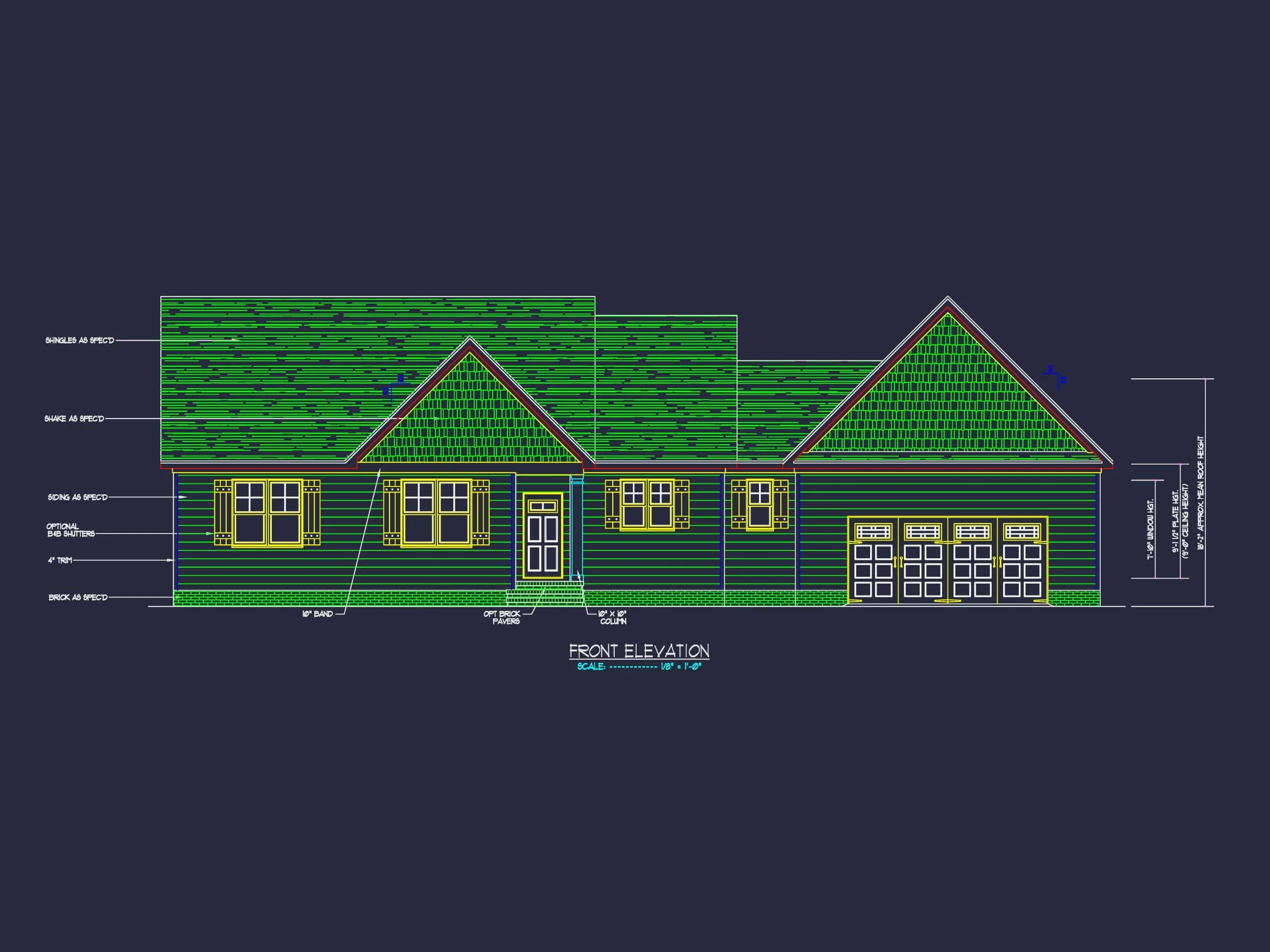 19-1460 HOUSE PLAN - Charming House Plan with CAD Blueprint and Modern Designs 2 Charming 1-Story House Plan with Craftsman Design & CAD Blueprints