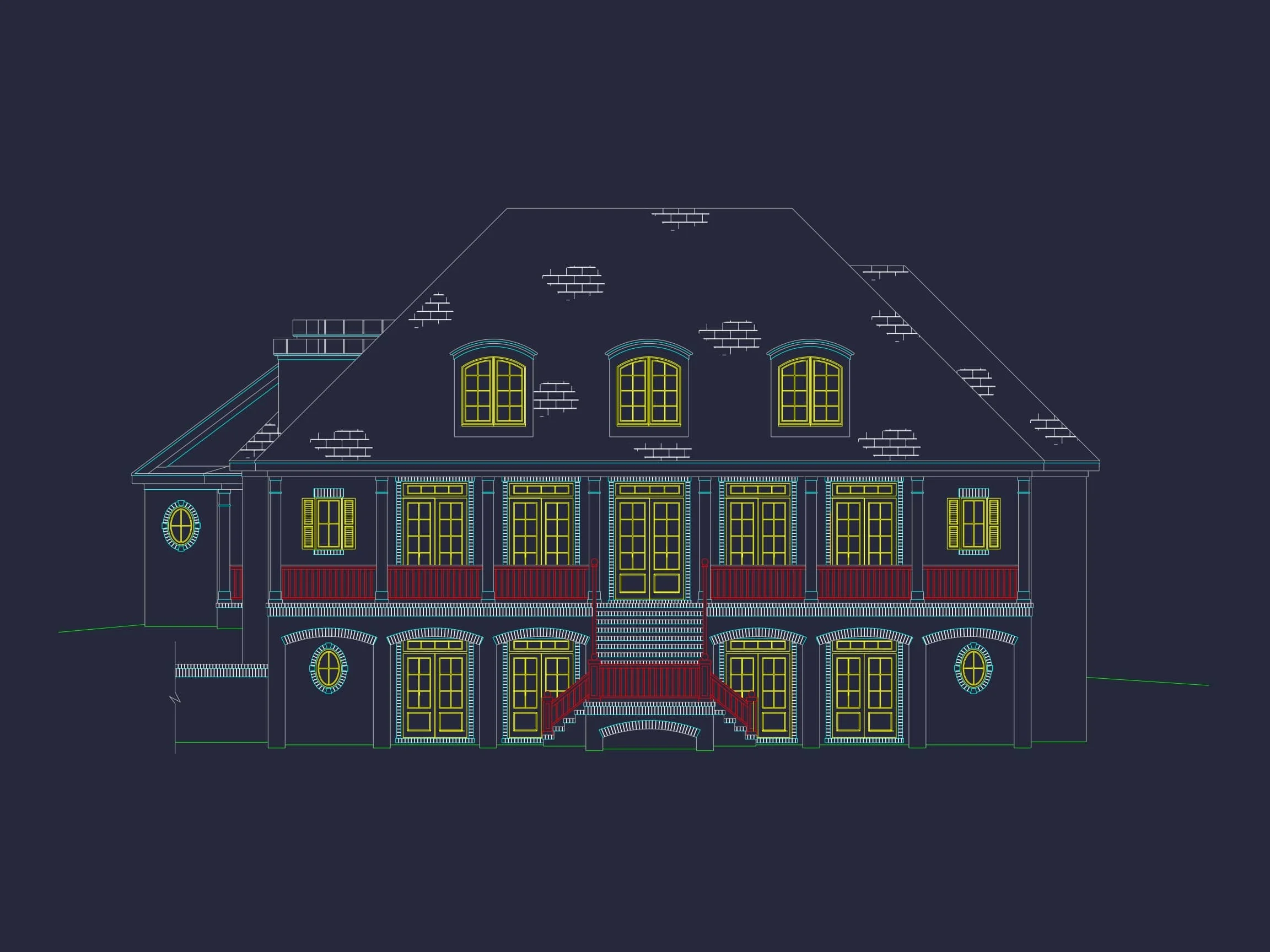 11-1969 HOUSE PLAN - Elegant House Plan - Luxury Floor Plan & CAD Design Blueprint 5 Elegant house Plan - Luxury Floor Plan & CAD Design Blueprint